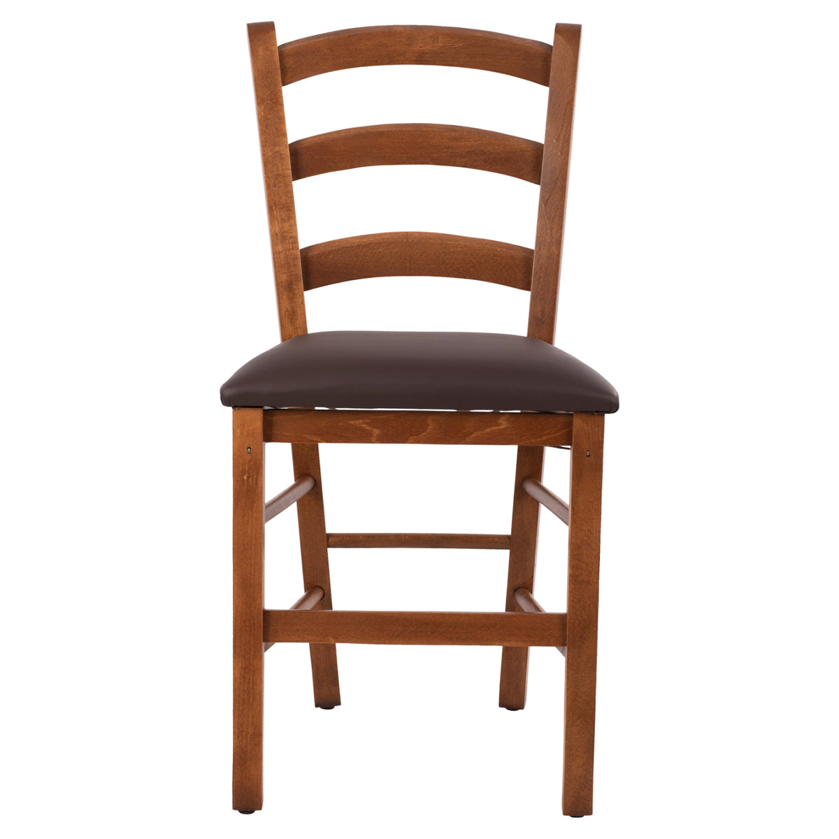 Стол в цвят орех Paros с PU кафяво седалка 43x40x88 cm