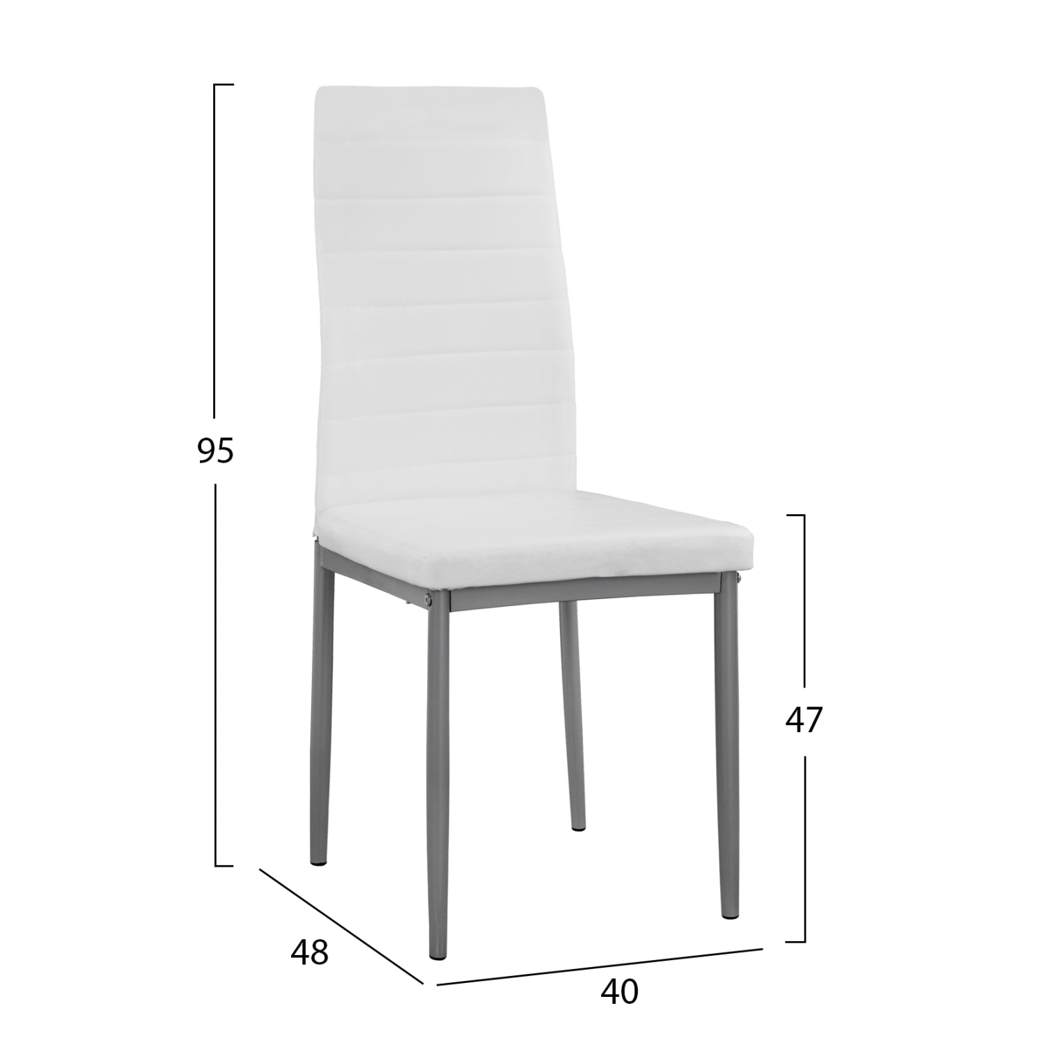 Метален стол Lady бял PU метална рамка K/D 40x48x95H cm