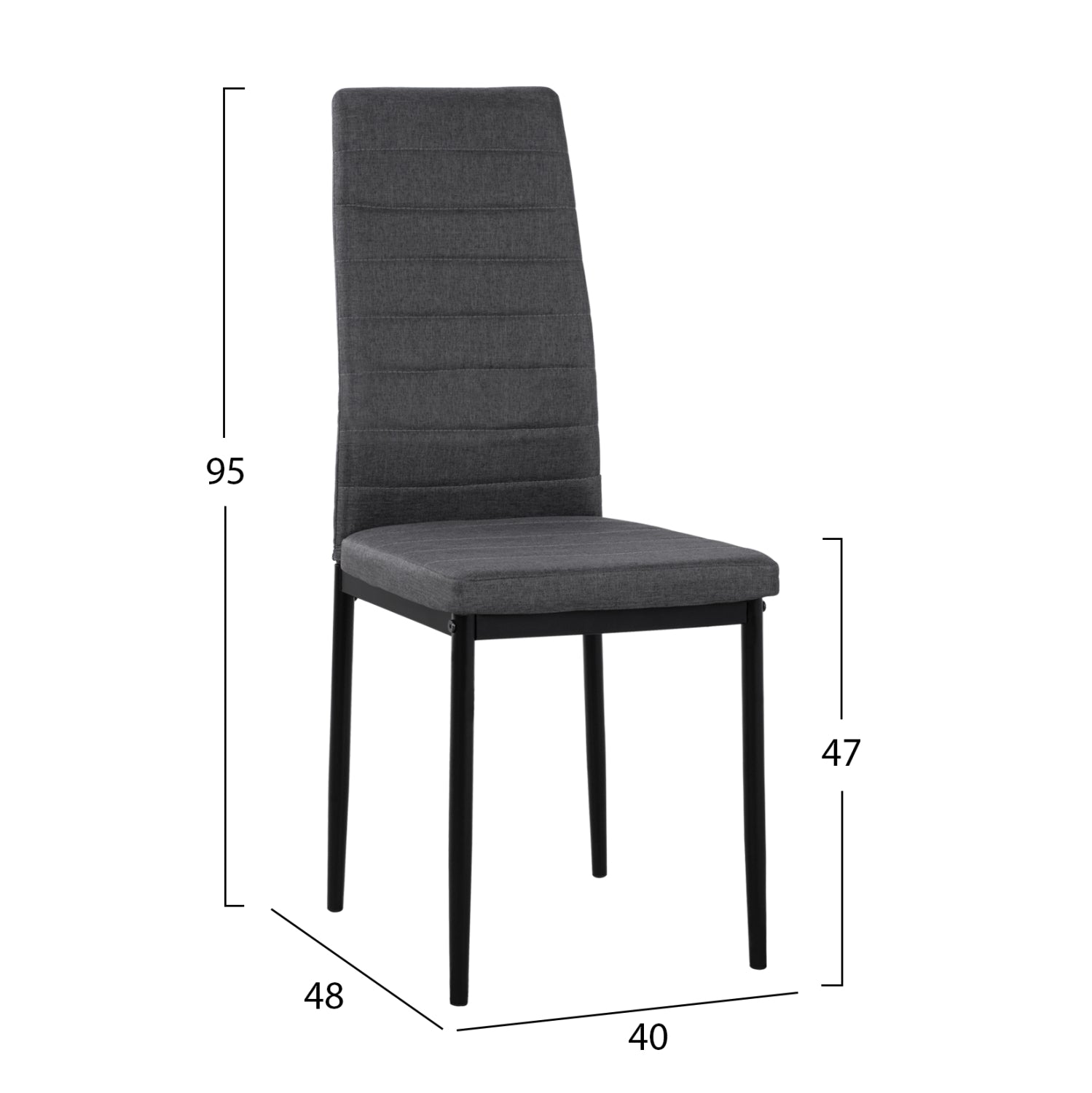 Метален стол Lady сива тъкан с метална рамка K/D 40x48x95