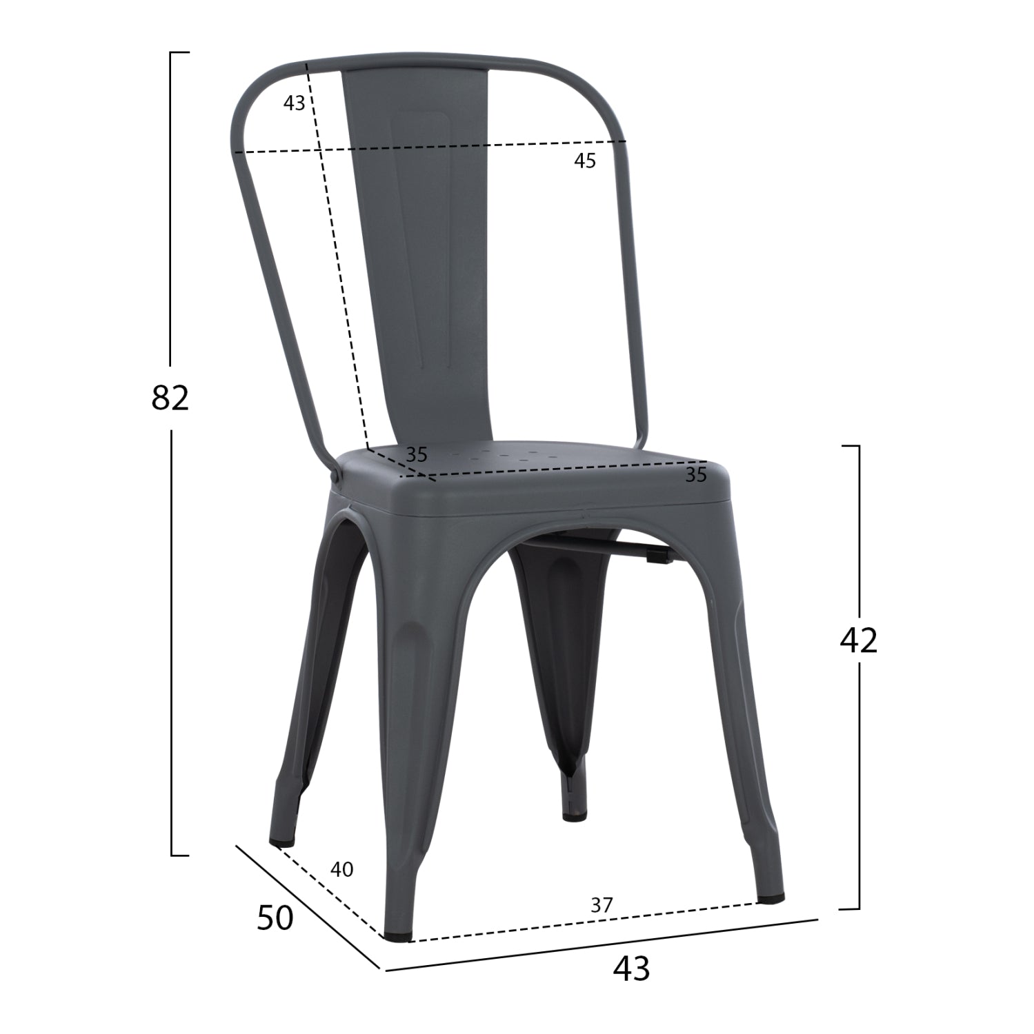 Стол за хранене MELITA-PRO метал сив 44x47x84.5Hсм.
