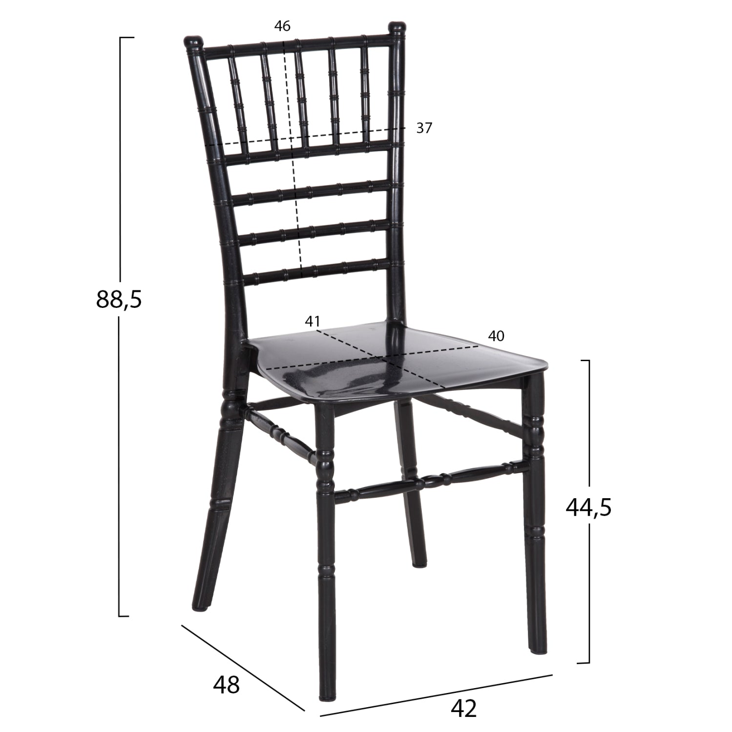 Пластмасов стол за кетъринг TIFFANY NEW гланцов черен 42x48x88,5Hсм.