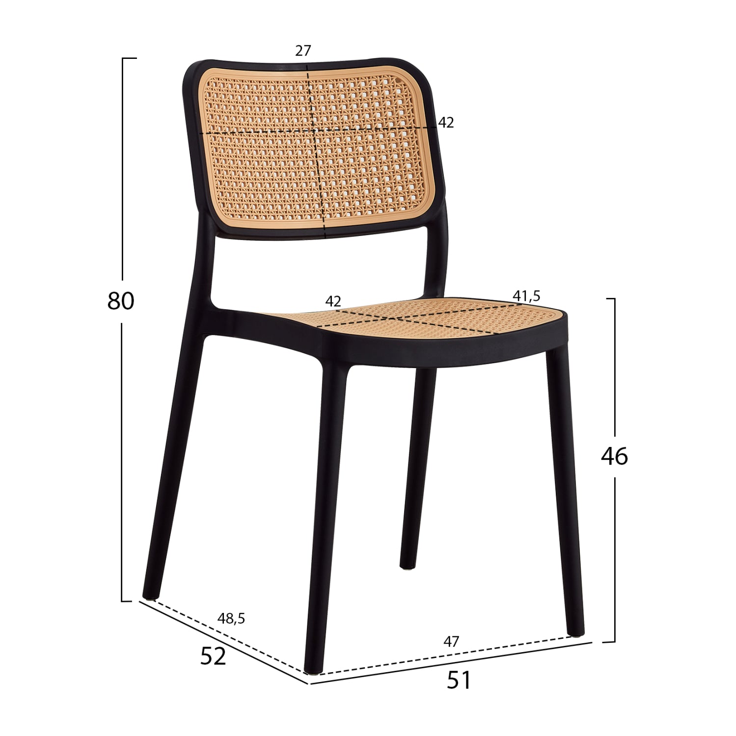 СТОЛ ПОЛИПРОПИЛЕН MEKO ЧЕРЕН И БЕЖОВ 51x52x80Hсм.