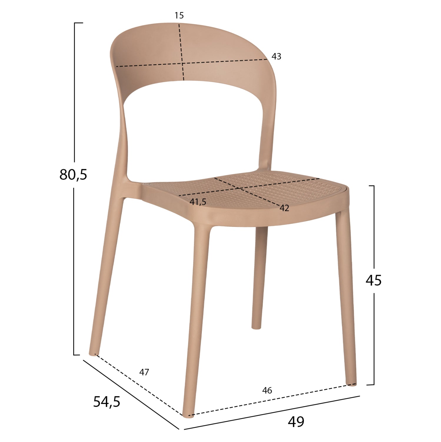 СТОЛ ОТ ПОЛИПРОПИЛЕН CLEO КАПУЧИНО 49x54,5x80,5Всм.