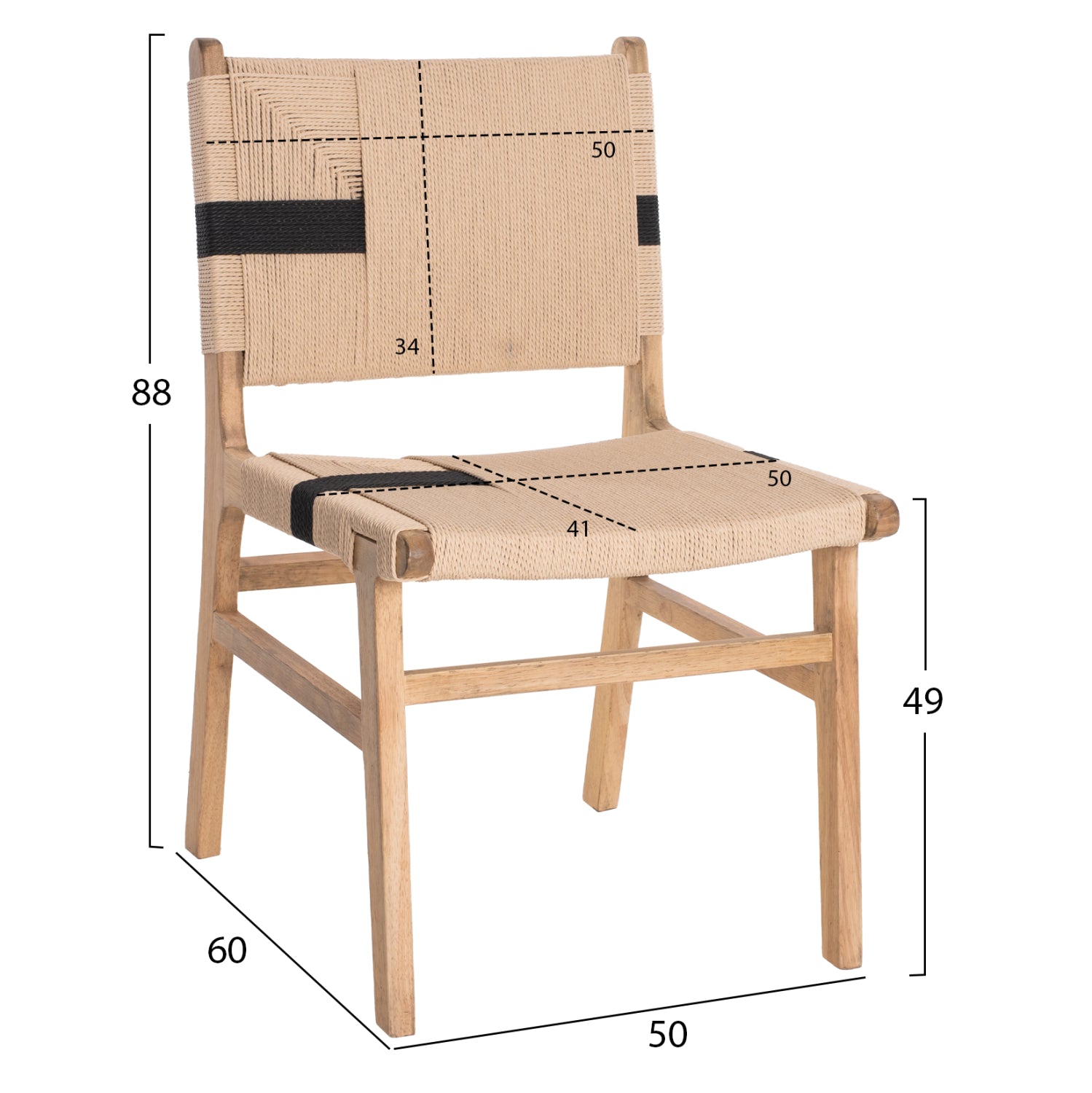 Отдих стол гумено дърво и въже в натурален рустик цвят 50x60x88Hcm.