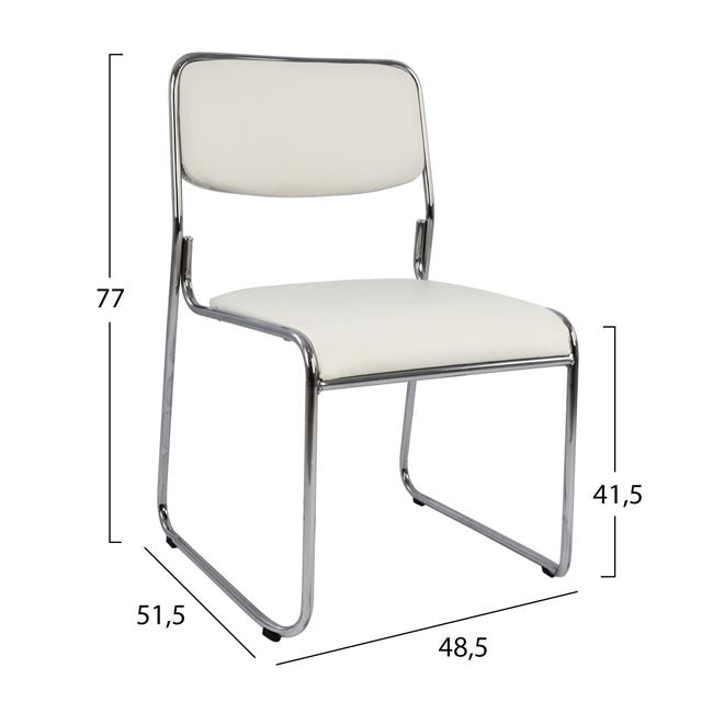 Конферентен офис стол Бял цвят 48,5x51,5x77 см