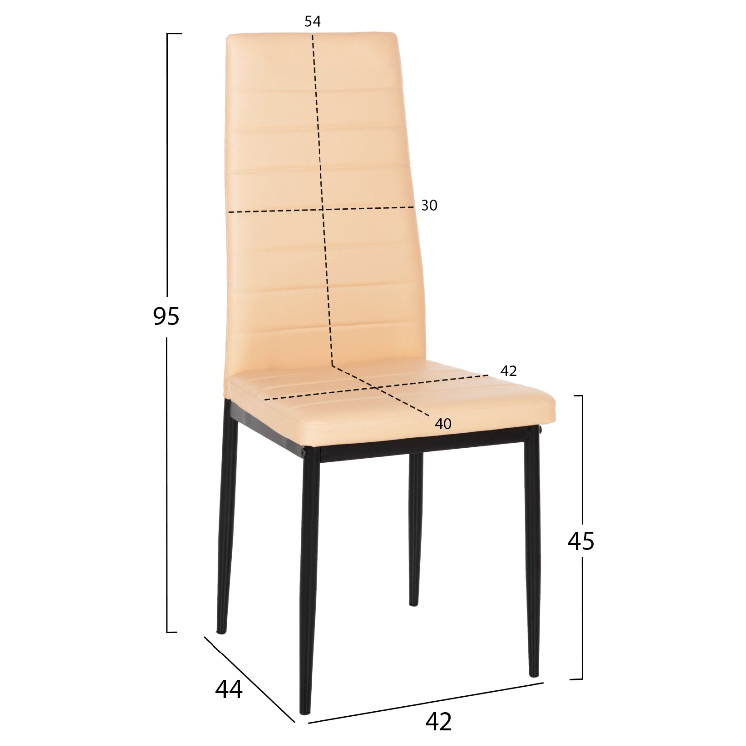 Трапезен стол LADY кремаво-бял PU-черна метална рамка K/D 42x44x95Hcm