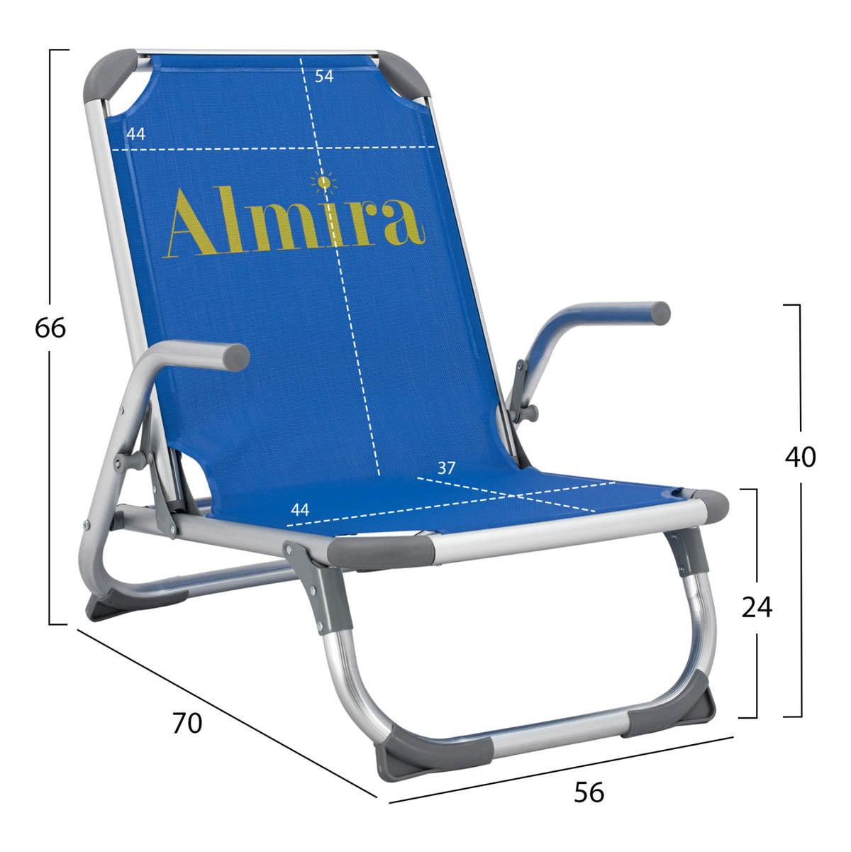 Стол за плаж тежък тип син алуминий 56x70x66 см.