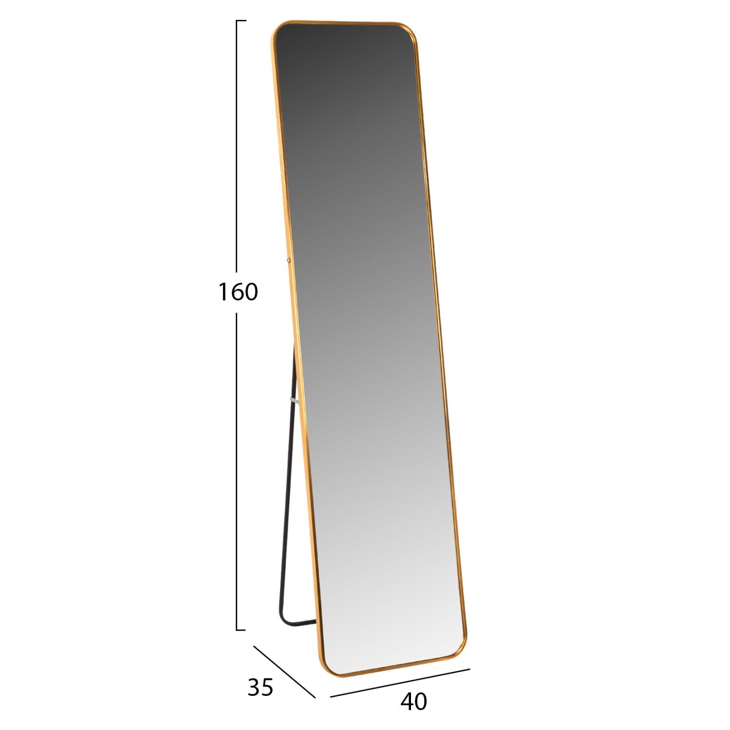 Стоящо огледало BOELY алуминиева рамка в златист цвят 40x35x160Hсм.