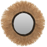 ОГЛЕДАЛО КРЪГЛО С РАМКА ОТ СИСАЛ И АБАКА В ЕСТЕСТВЕН-ЧЕРЕН ЦВЯТ Φ90см.