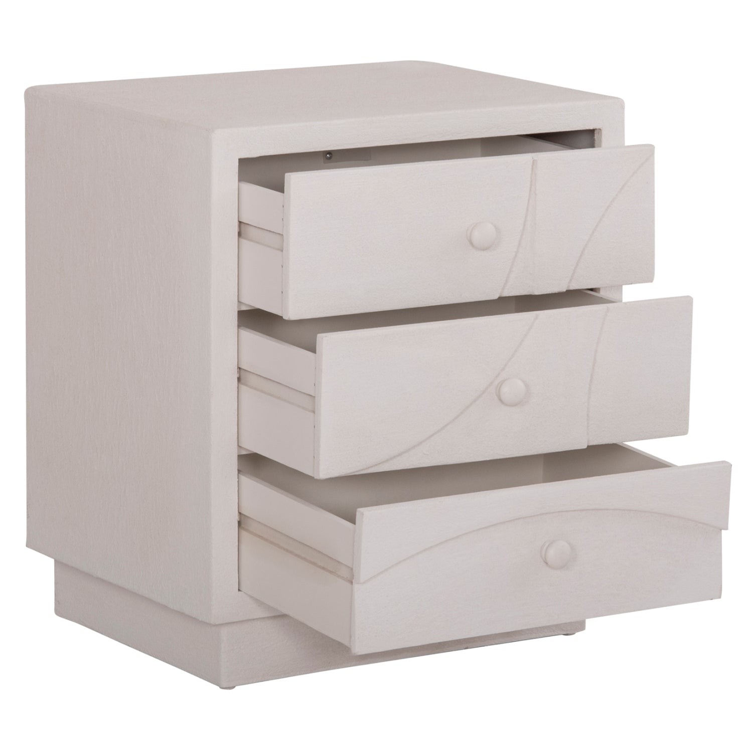 Нощно шкафче серия SANTORINI MDF в слонова кост с 3 чекмеджета 48x38x55.5Hсм.