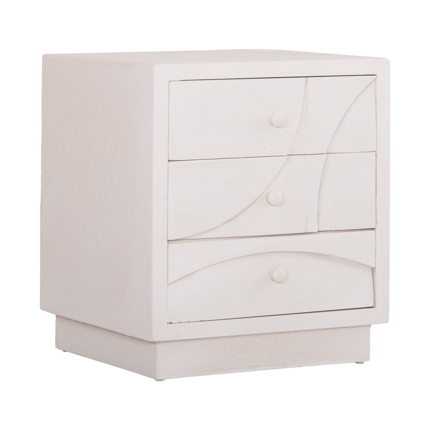 Нощно шкафче серия SANTORINI MDF в слонова кост с 3 чекмеджета 48x38x55.5Hсм.