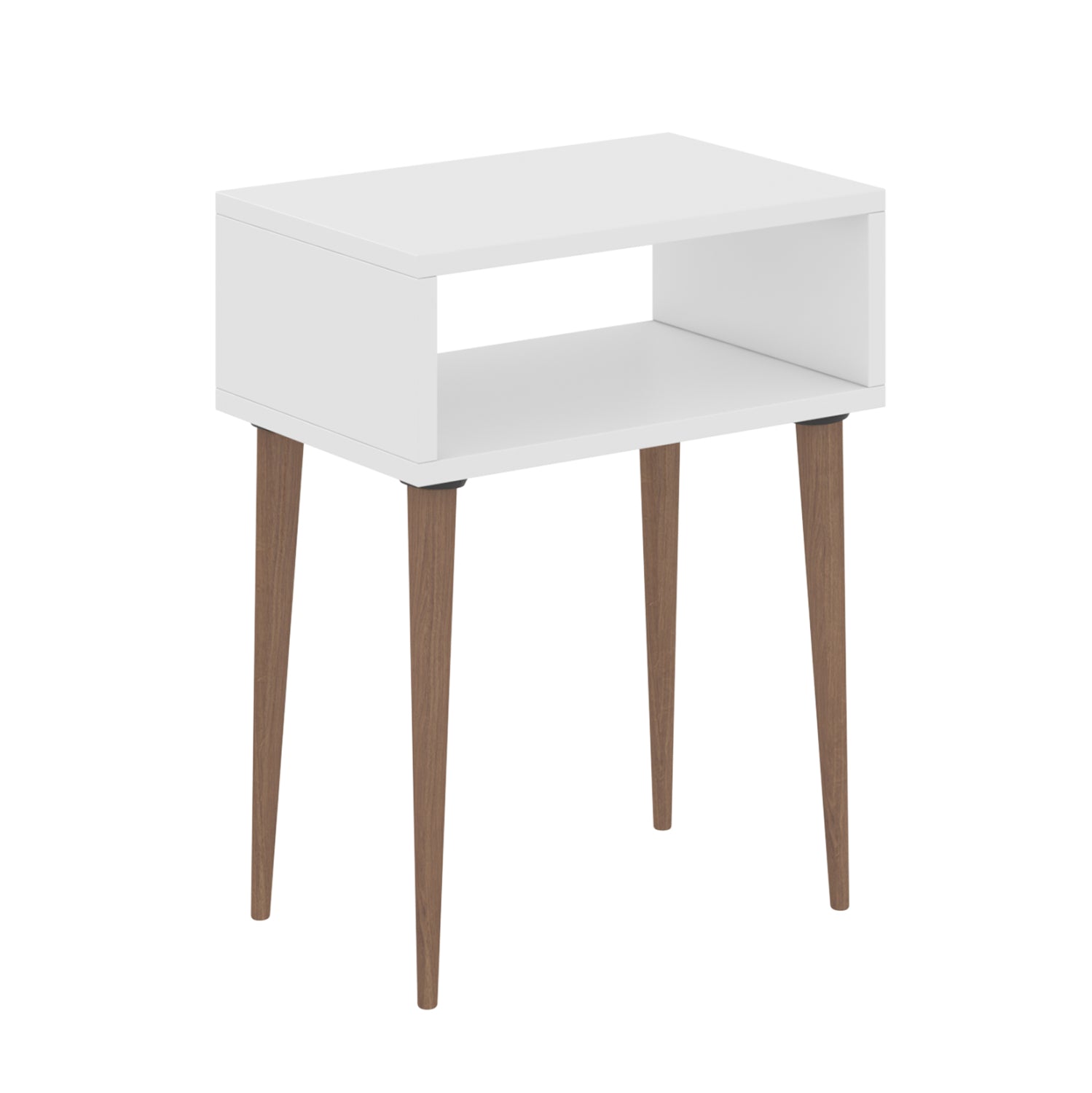 Нощно шкафче TODD МЕЛАМИН БЯЛ-КРАКА ЕСТЕСТВЕН ДЪРВЕСЕН ЦВЯТ 45x30x58Hсм.