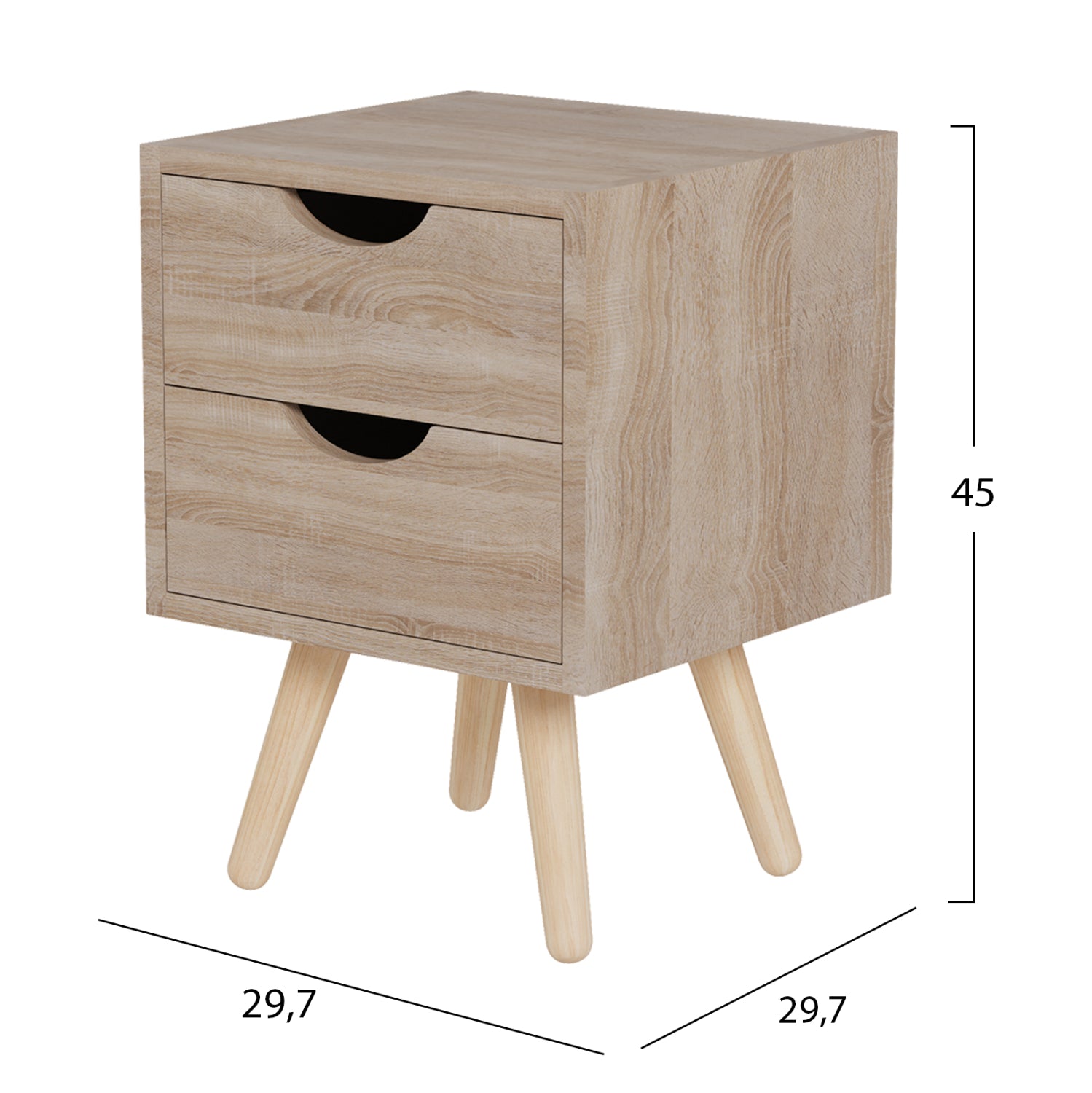 Нощно шкафче DINKL меламин с 2 чекмеджета Sonoma 29,7x29,7x45см