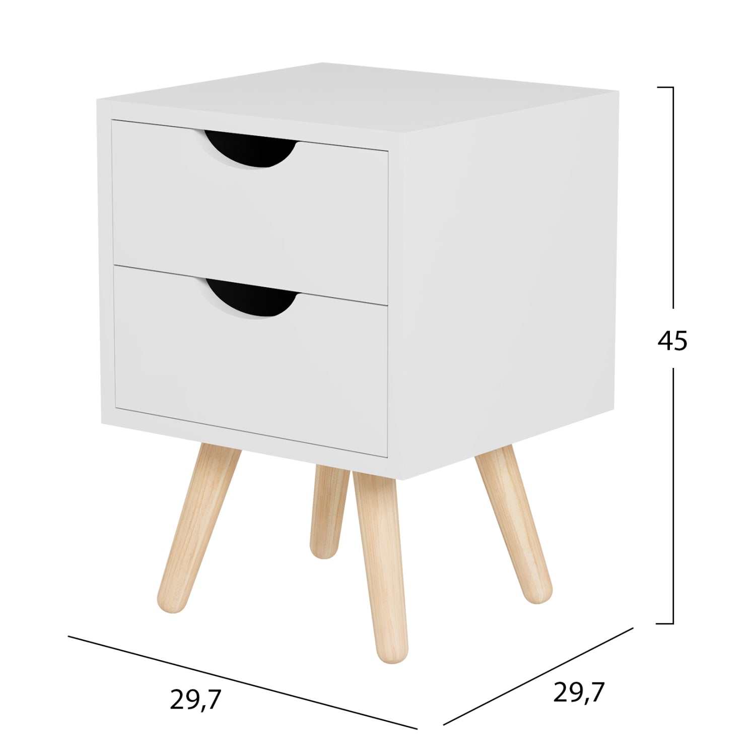 Нощно шкафче DINKL меламин с 2 чекмеджета бяло 29,7x29,7x45см