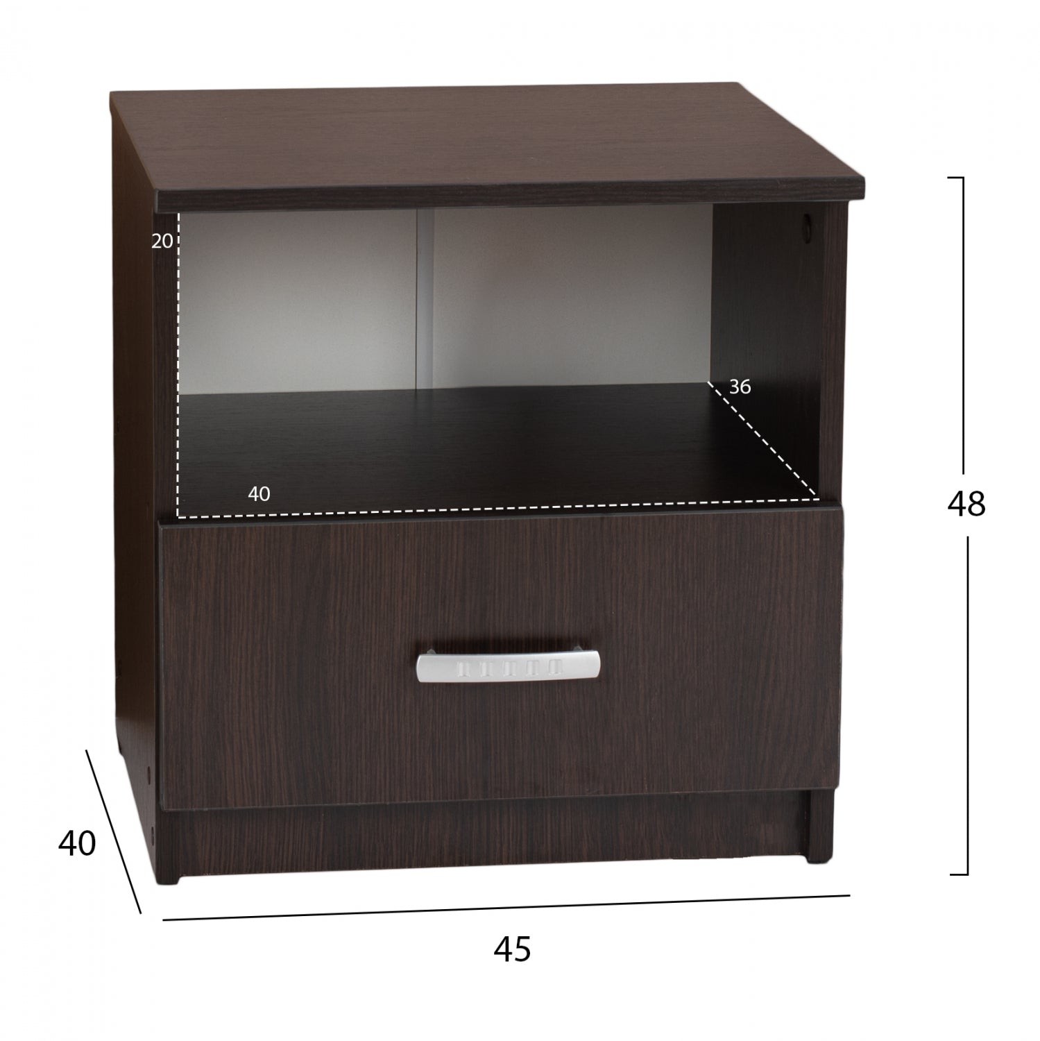 Нощно шкафче с чекмедже венге 45x40x48 см.
