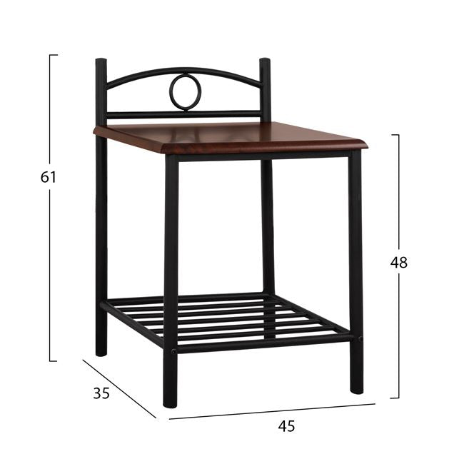 Нощно шкафче Suzie от метал и дърво 45x35x48-61 см
