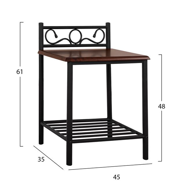 Нощно шкафче Suzie от метал и дърво 45x35x48-61 см