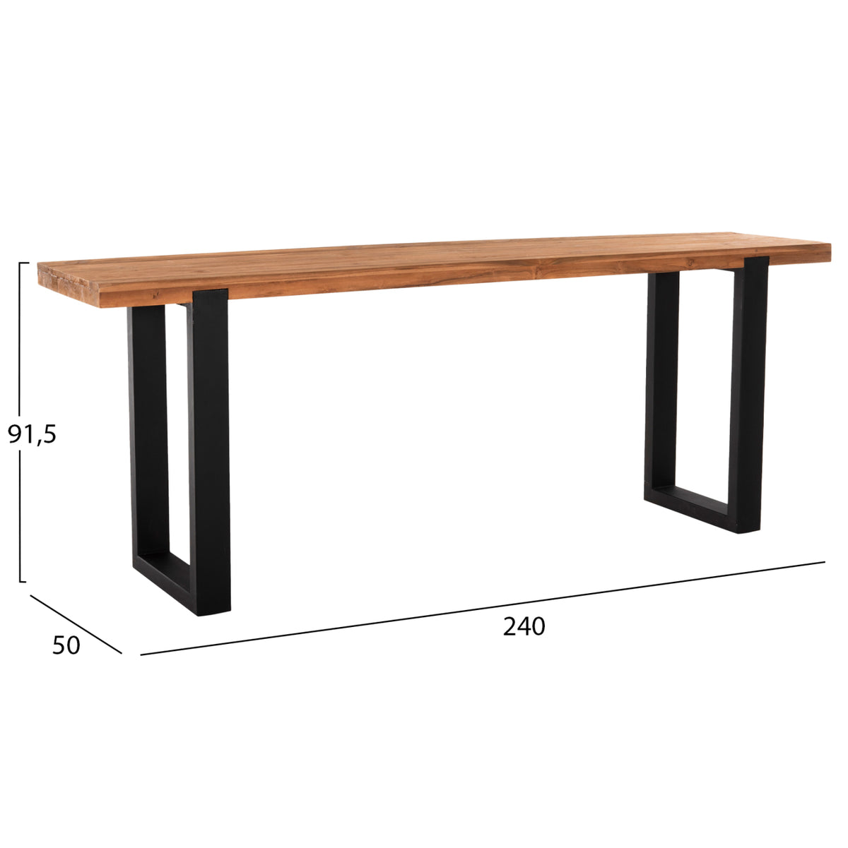 КОНЗОЛА SHIRE РЕЦИКЛИРАН ТИК - КРАКА ОТ ЧЕРЕН МЕТАЛ 240x50x90Hсм.