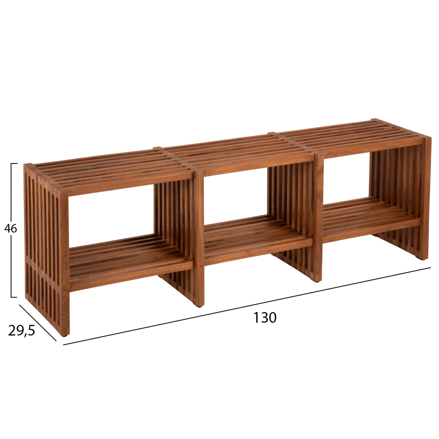Конзола NYA от масивен тиков дървен материал в естествен цвят 130x29,5x46H cm.