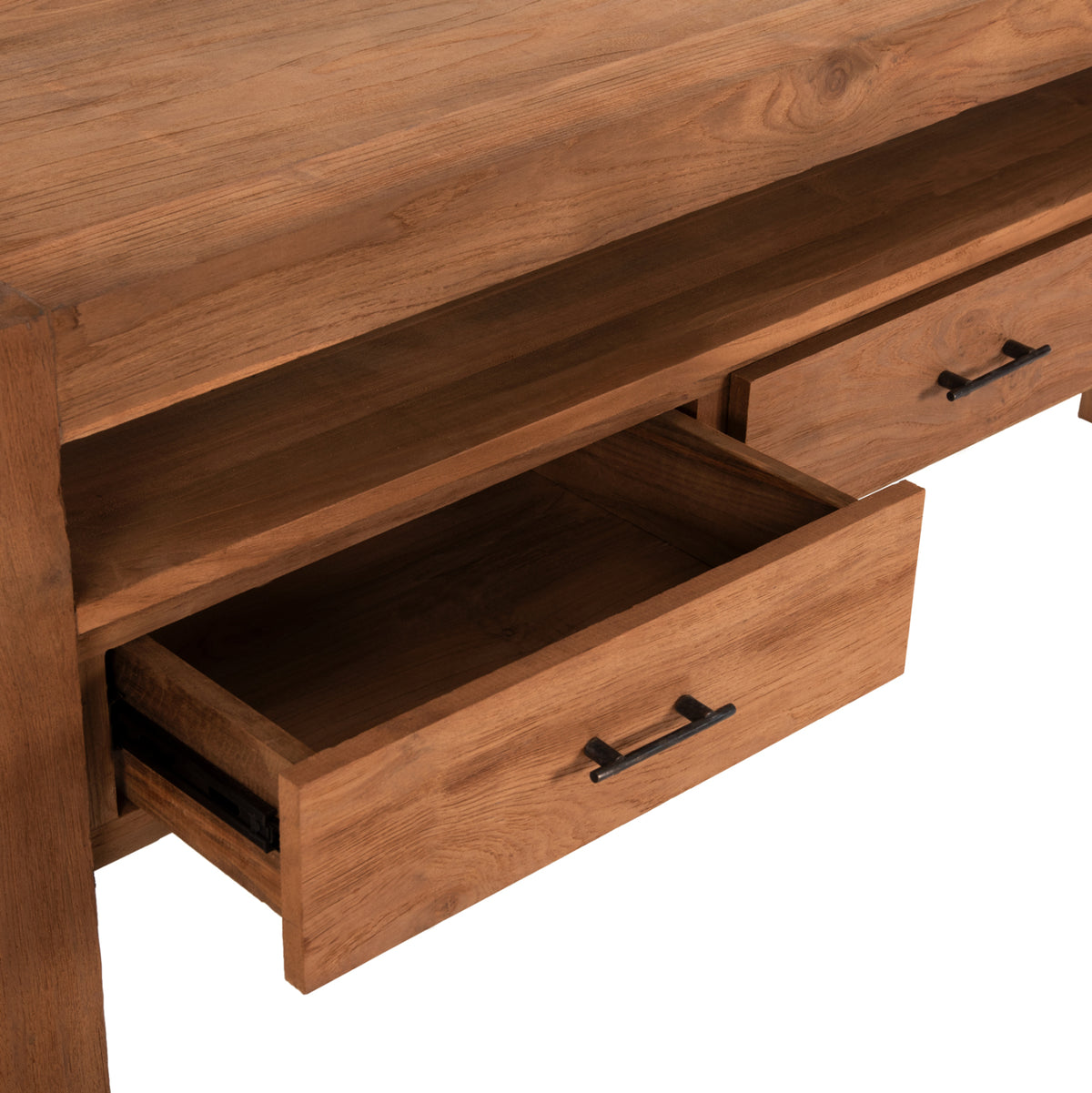Конзола с 3 чекмеджета от рециклирана тиково дърво в естествен цвят 180x45x80Hcm.