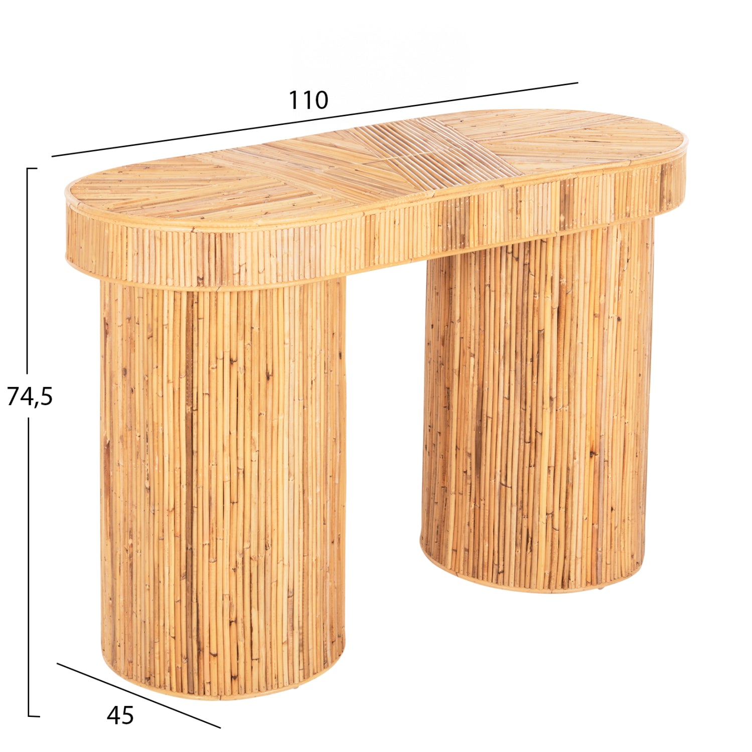 Овална конзола GATSBY естествен ратан в натурален цвят 110x45x74,5Hсм.