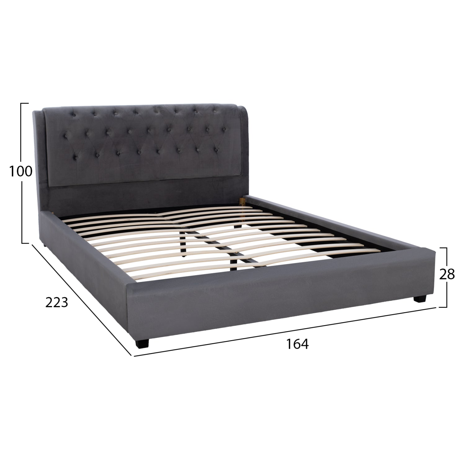 Легло Odalys 150x200 кадифена материя сиво 164x223x100 см.