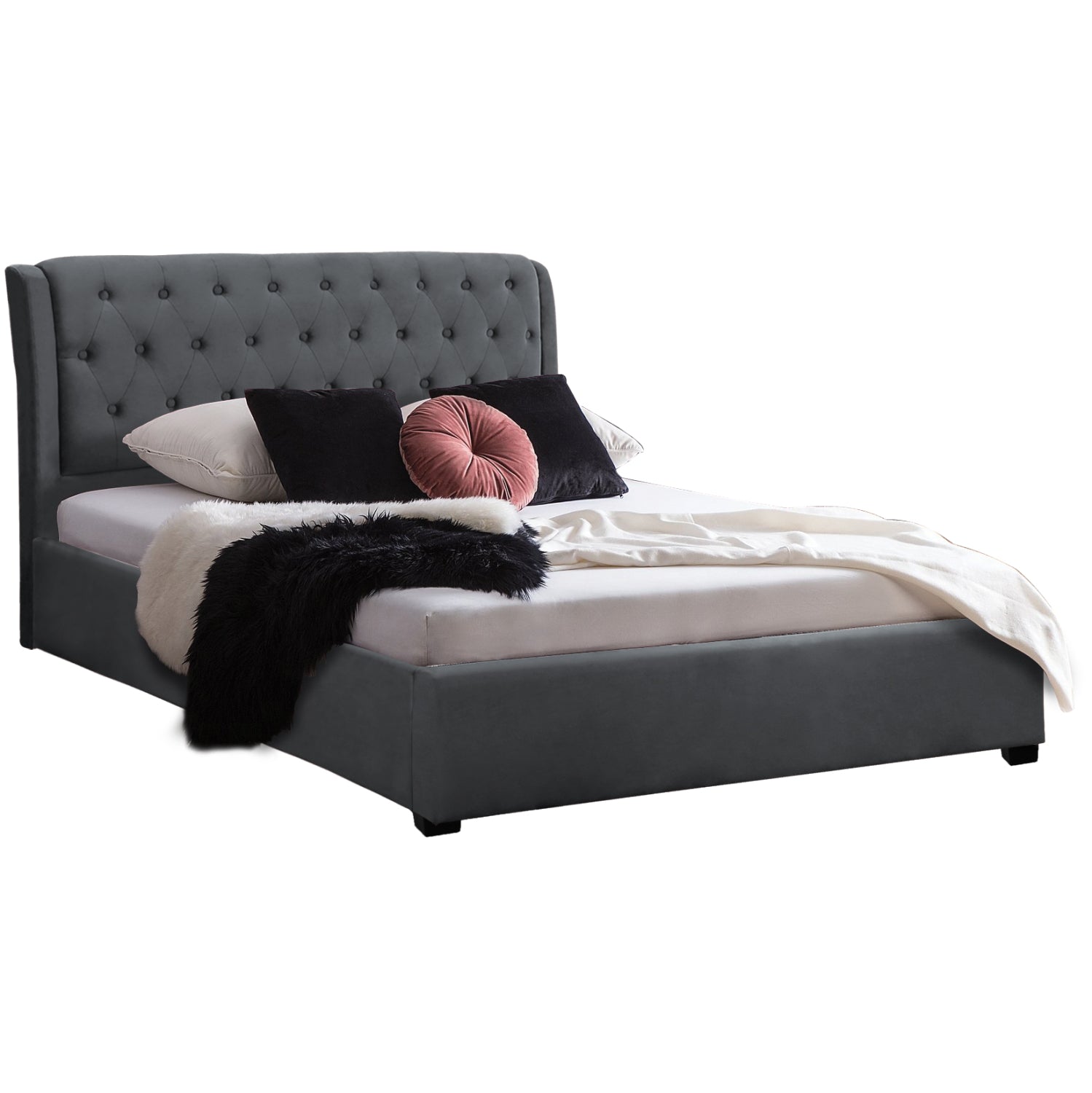 Легло Odalys 150x200 кадифена материя сиво 164x223x100 см.