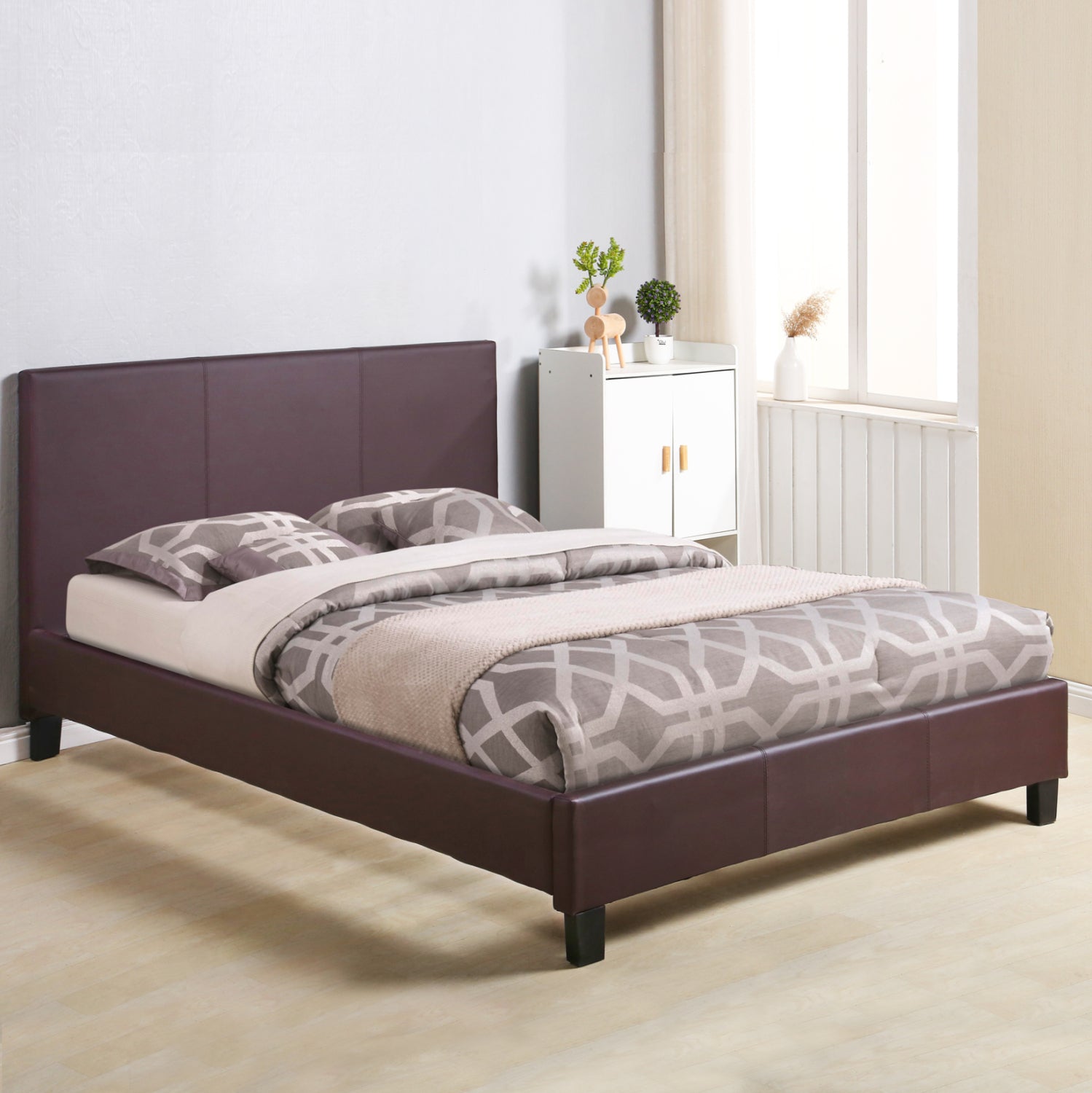 Легло Becca с кафяв PU 150x200 см