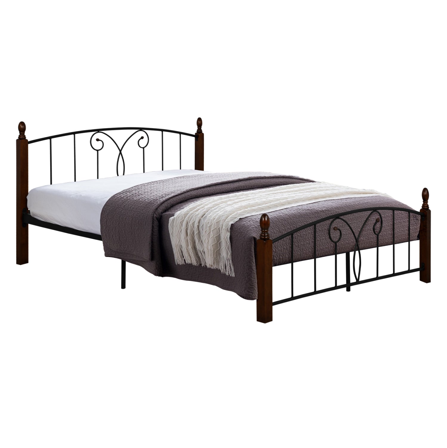 Двойно легло Suzie за матрак 150x200см, Метал-Дърво