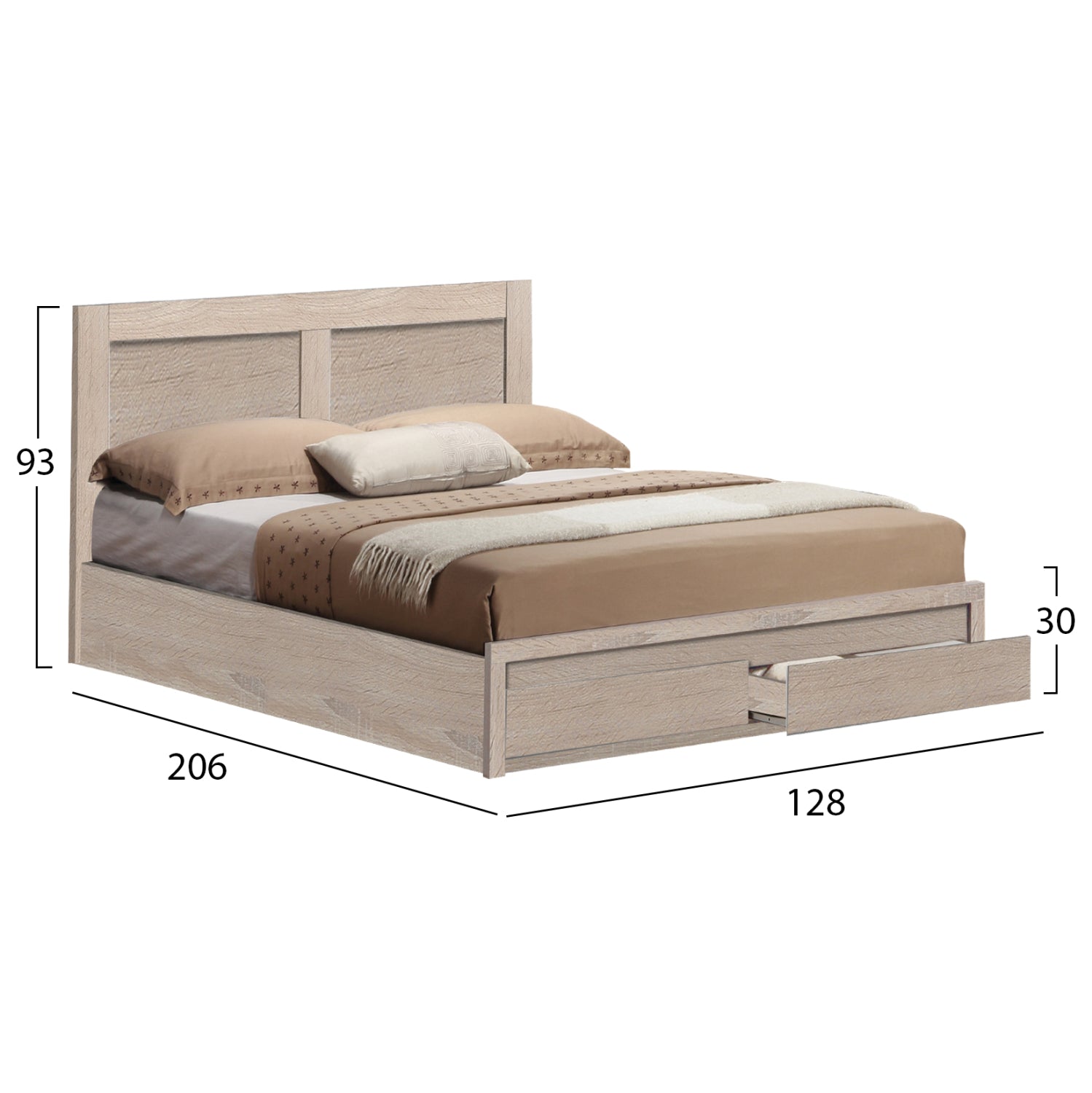 ЛЕГЛО CAPRI МЕЛАМИН В SONOMA С 2 ЧЕКМЕДЖЕТА ЗА МАТРАК 120x200см.