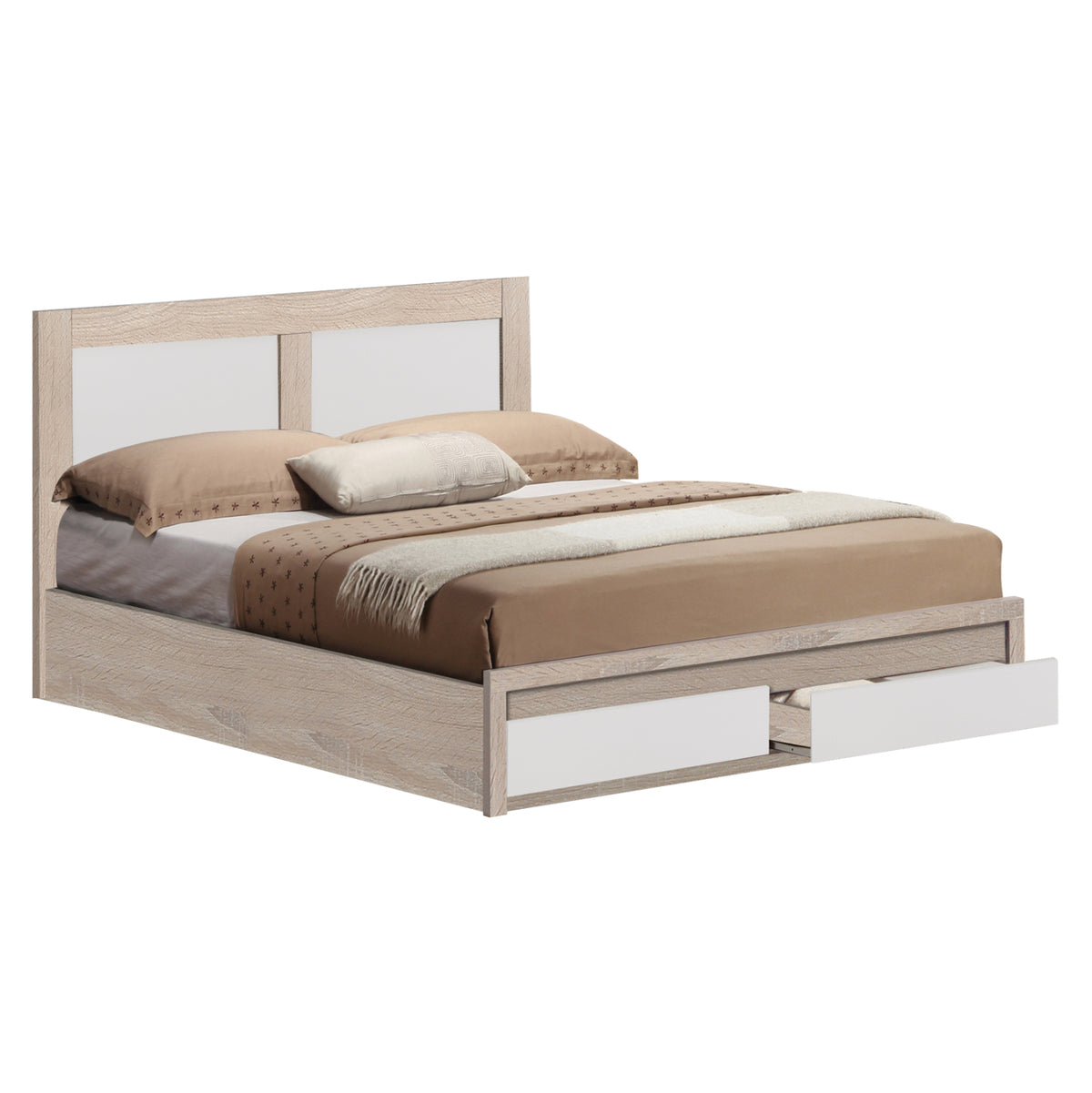 Легло Capri меламин Sonoma-бяло с 2 чекмеджета за матрак 120x200 см.