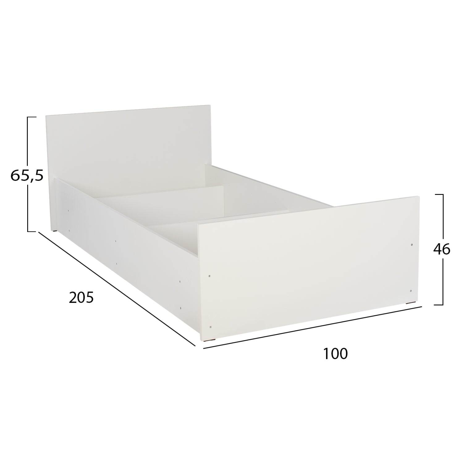 Меламиново легло за матрак 90x200см, бяло