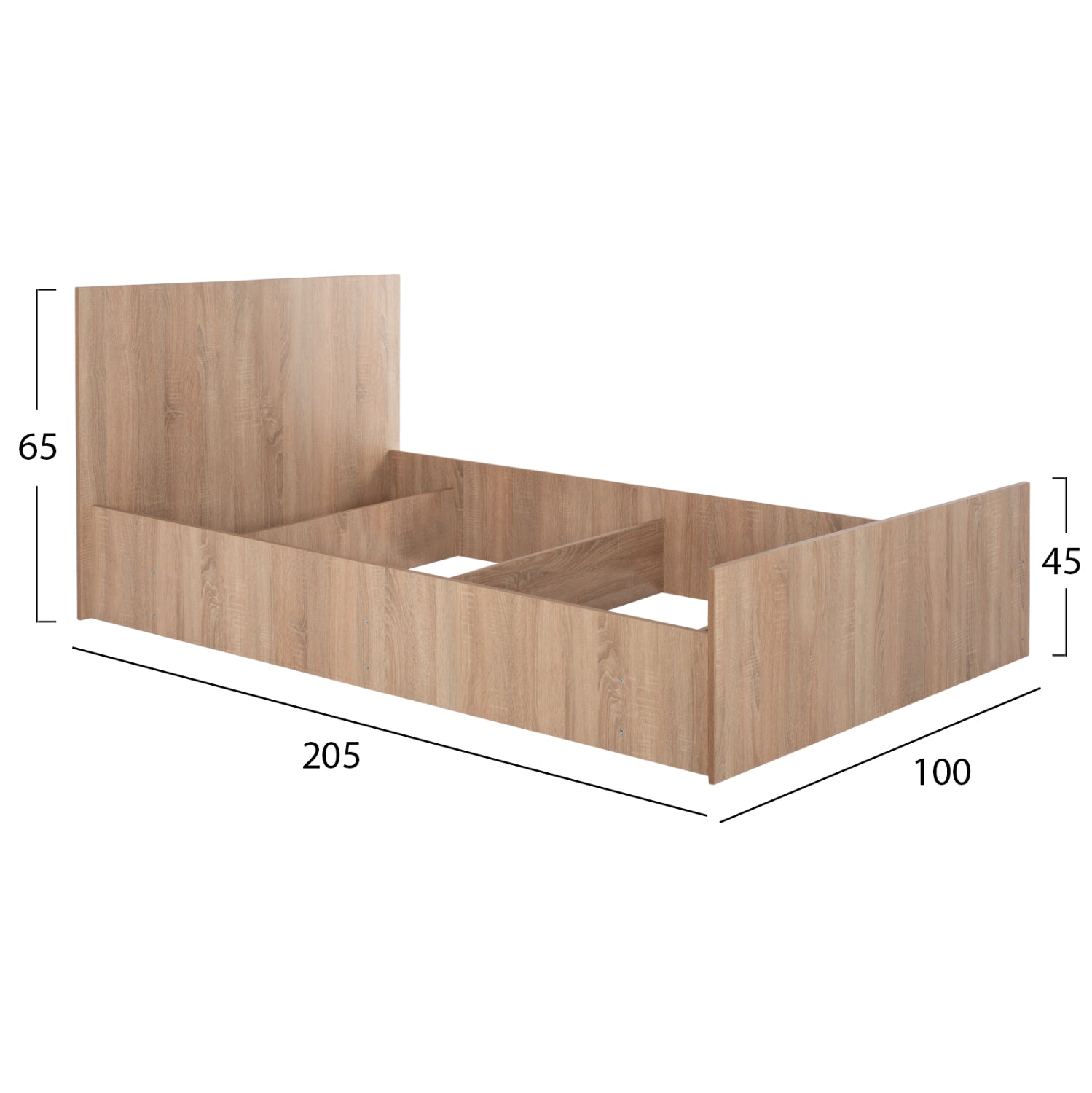 Единично легло 90x200, дъб Sonoma