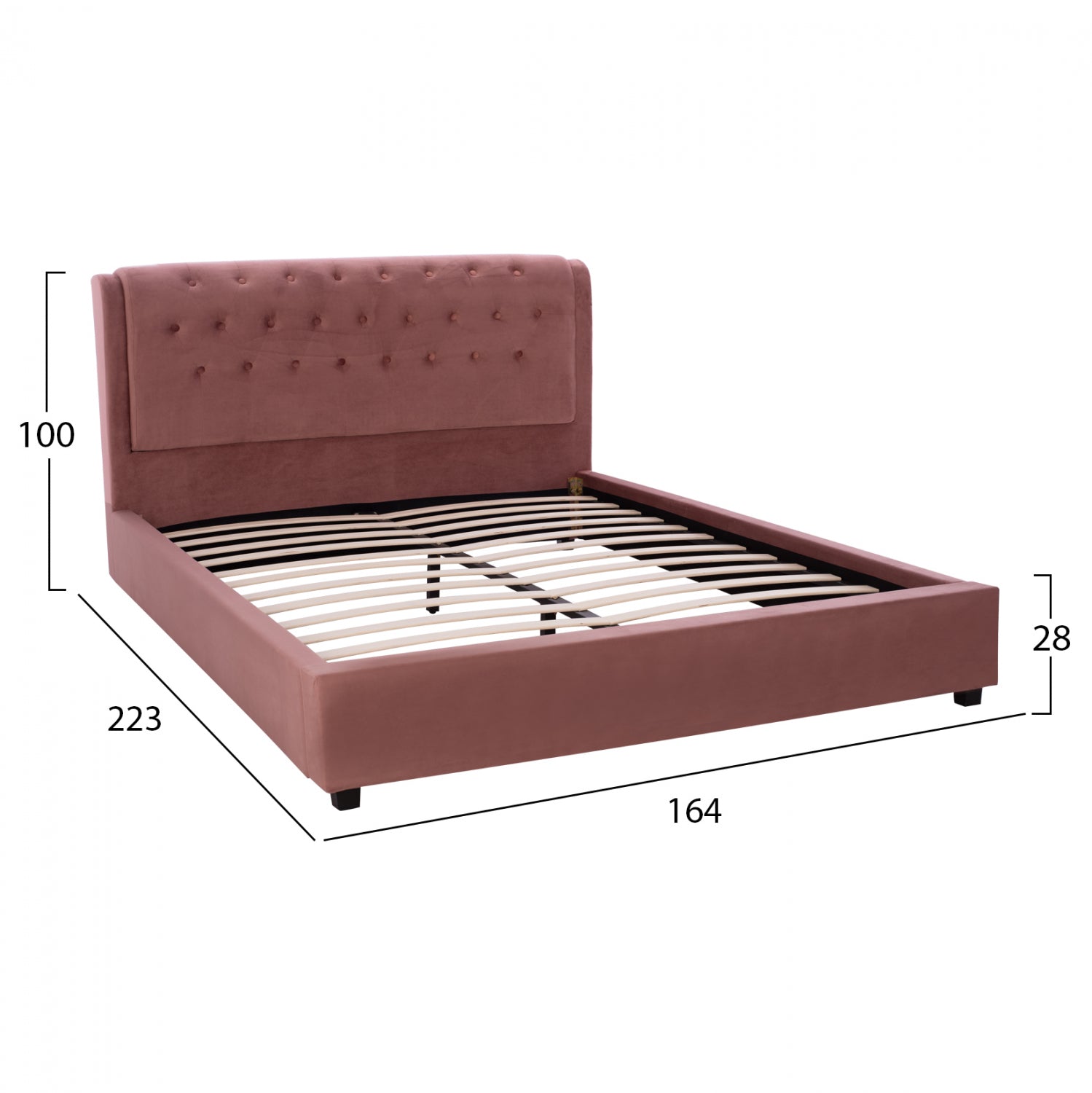 Легло Odalys 150x200 кадифена материя прасковено розово 164x223x100 см.