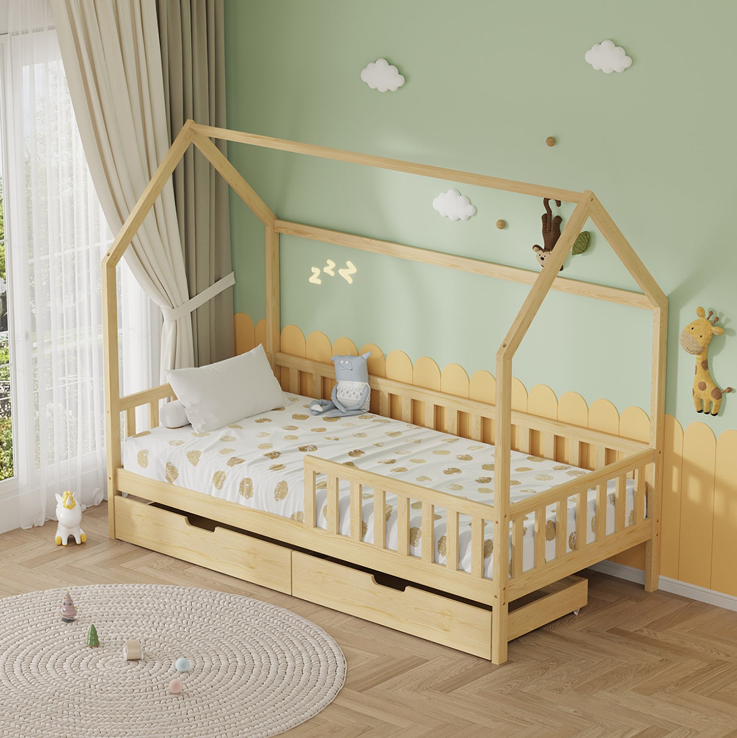 ДЕТСКО ЛЕГЛО С ЧЕКМЕДЖЕТА PHYLLIS БОР В ЕСТЕСТВЕН ЦВЯТ 196x97x161Hсм.
