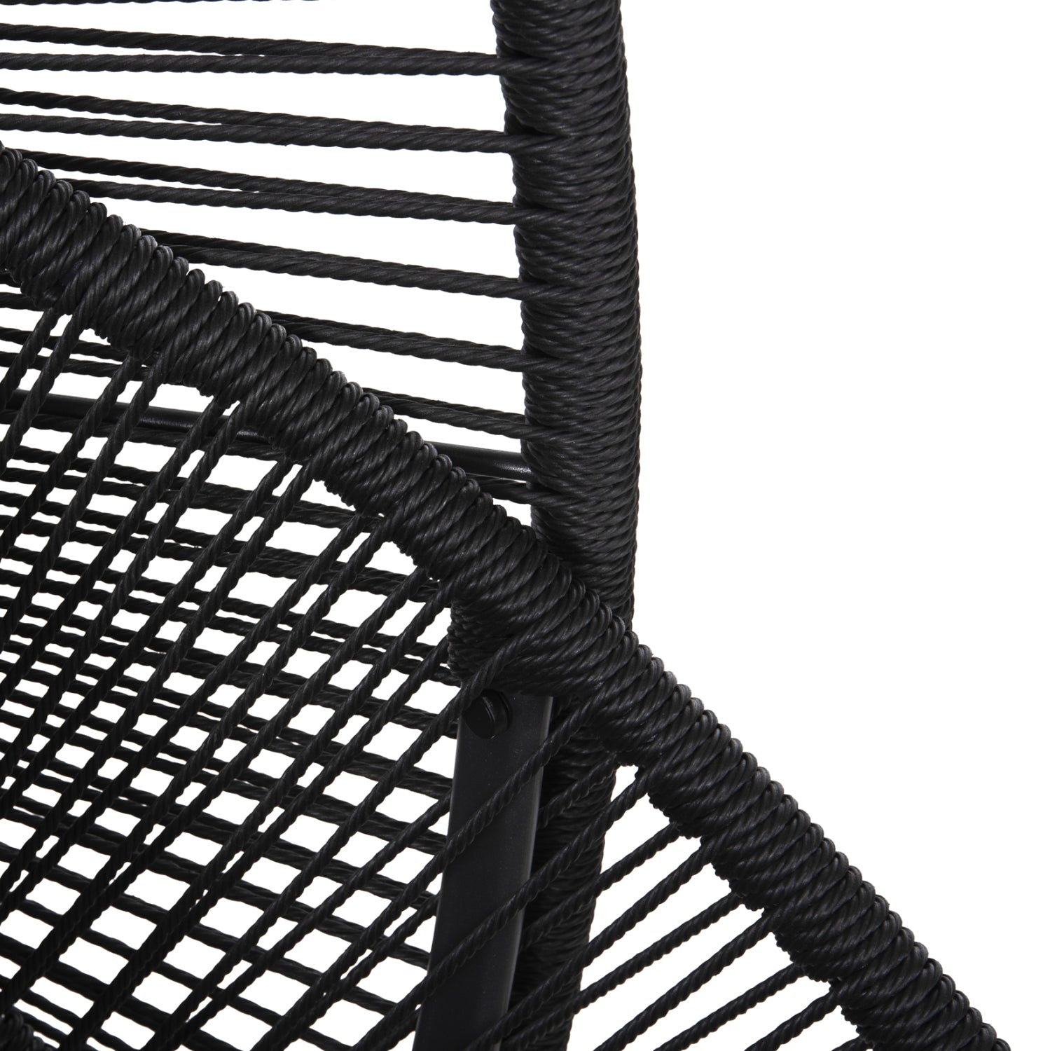 Висящо гнездо HANGING NEST RULER черен метал и синтетичен ратан - сиви възглавници 120x110x190Hсм.