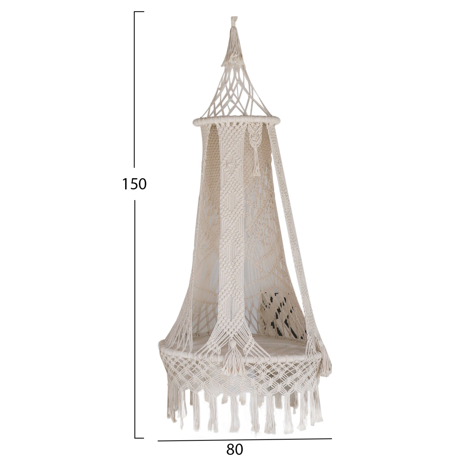ХАМАК ЕКРУ ВЪЖЕ МАКРАМЕ Φ80X150H