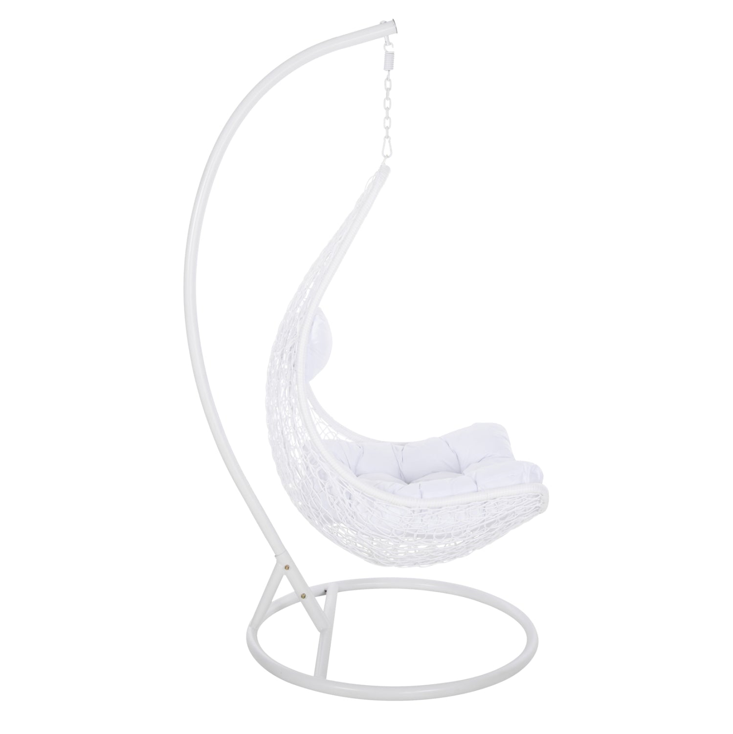 Висящо гнездо MILLIE метал - синтетичен ратан с бели възглавници Φ95x195Hcm.