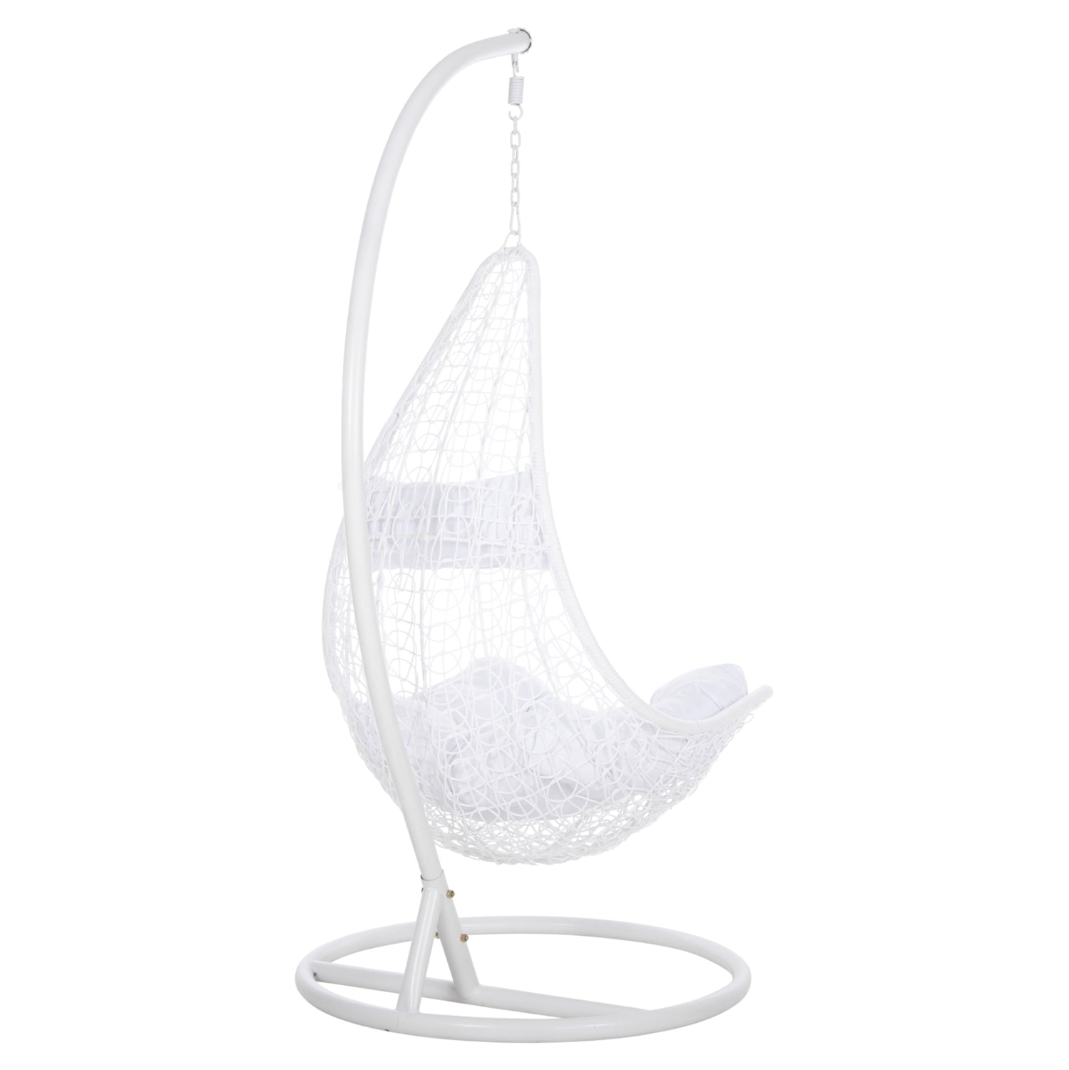 Висящо гнездо MILLIE метал - синтетичен ратан с бели възглавници Φ95x195Hcm.