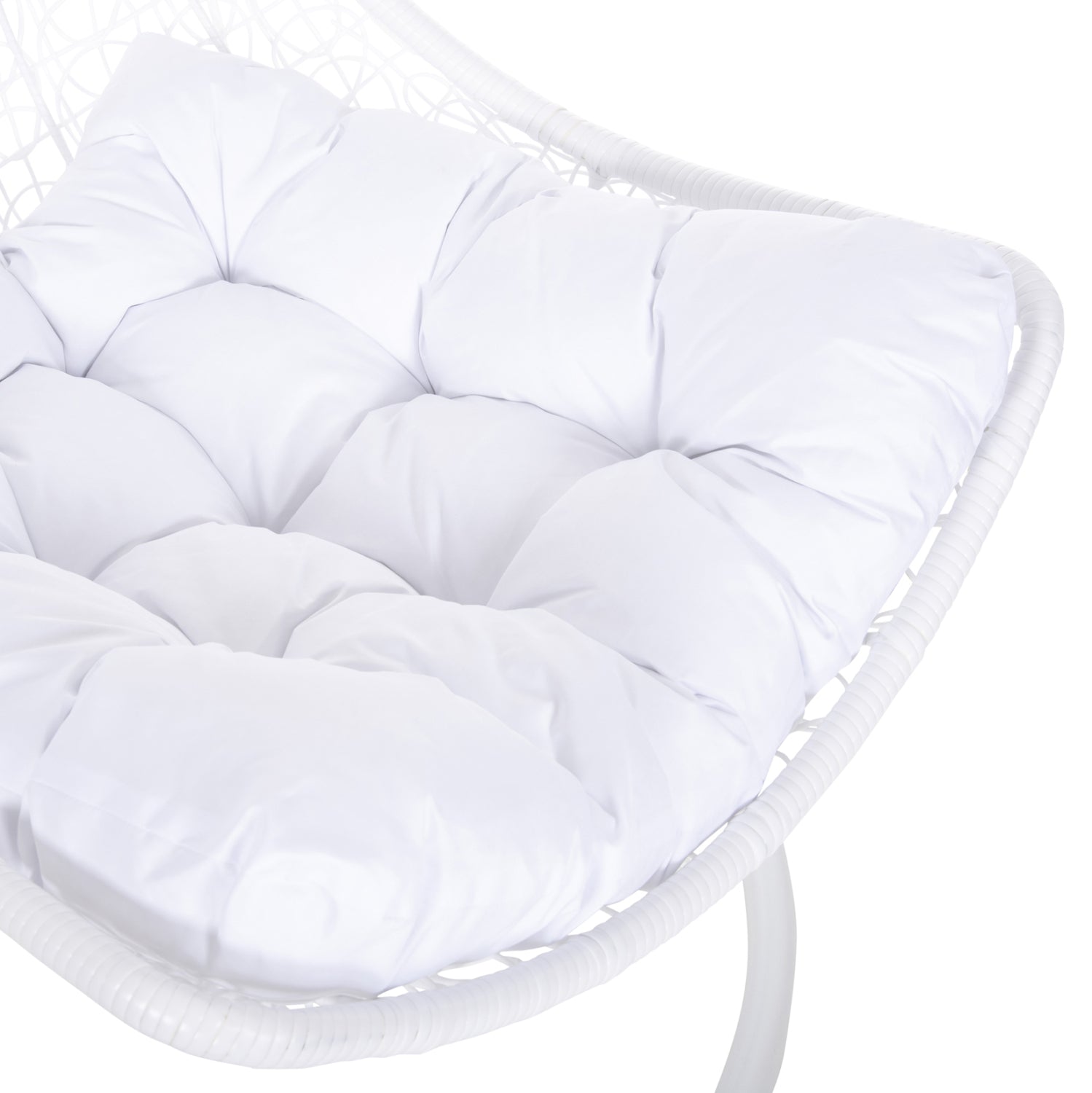 Висящо гнездо MILLIE метал - синтетичен ратан с бели възглавници Φ95x195Hcm.