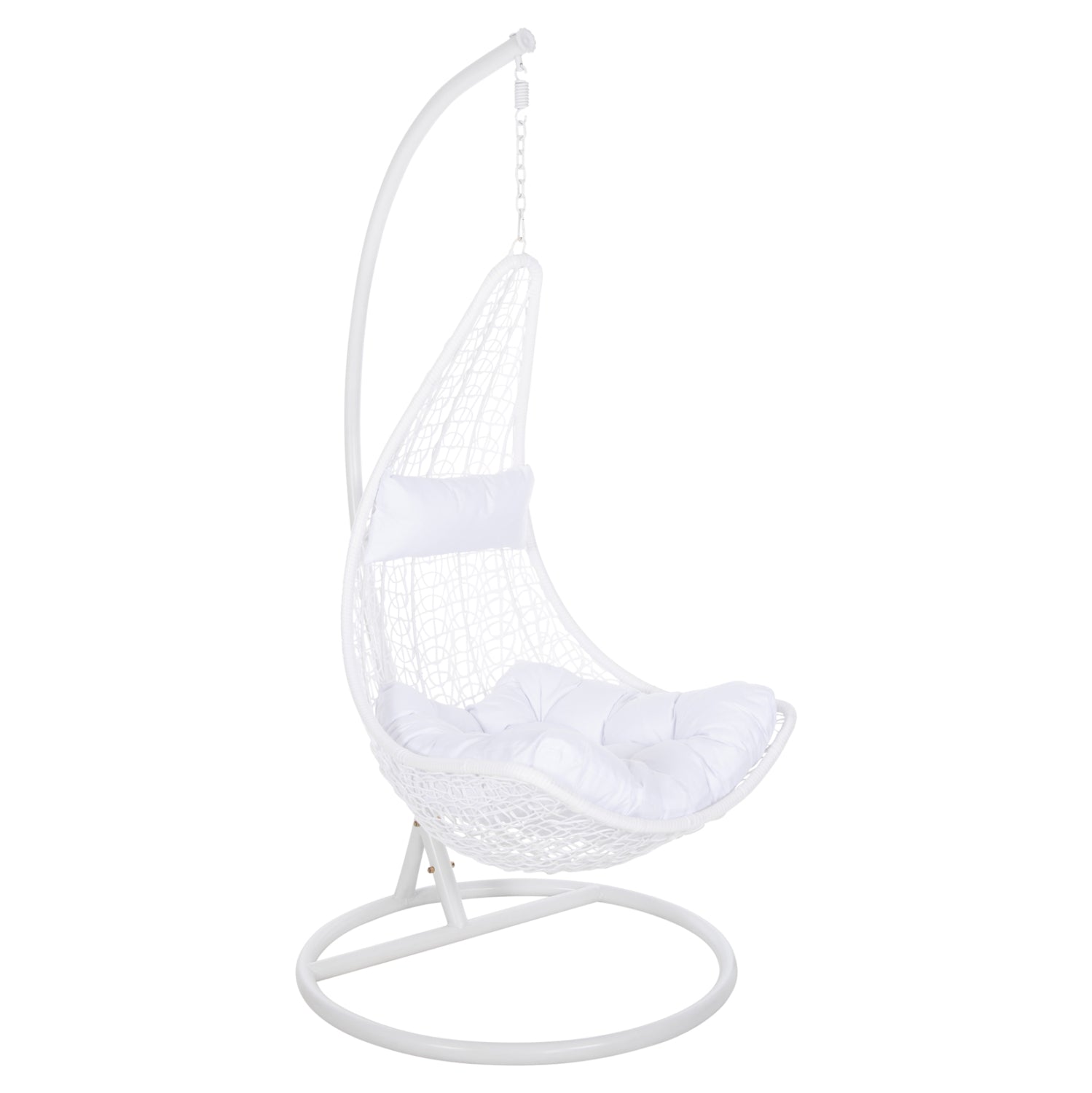 Висящо гнездо MILLIE метал - синтетичен ратан с бели възглавници Φ95x195Hcm.