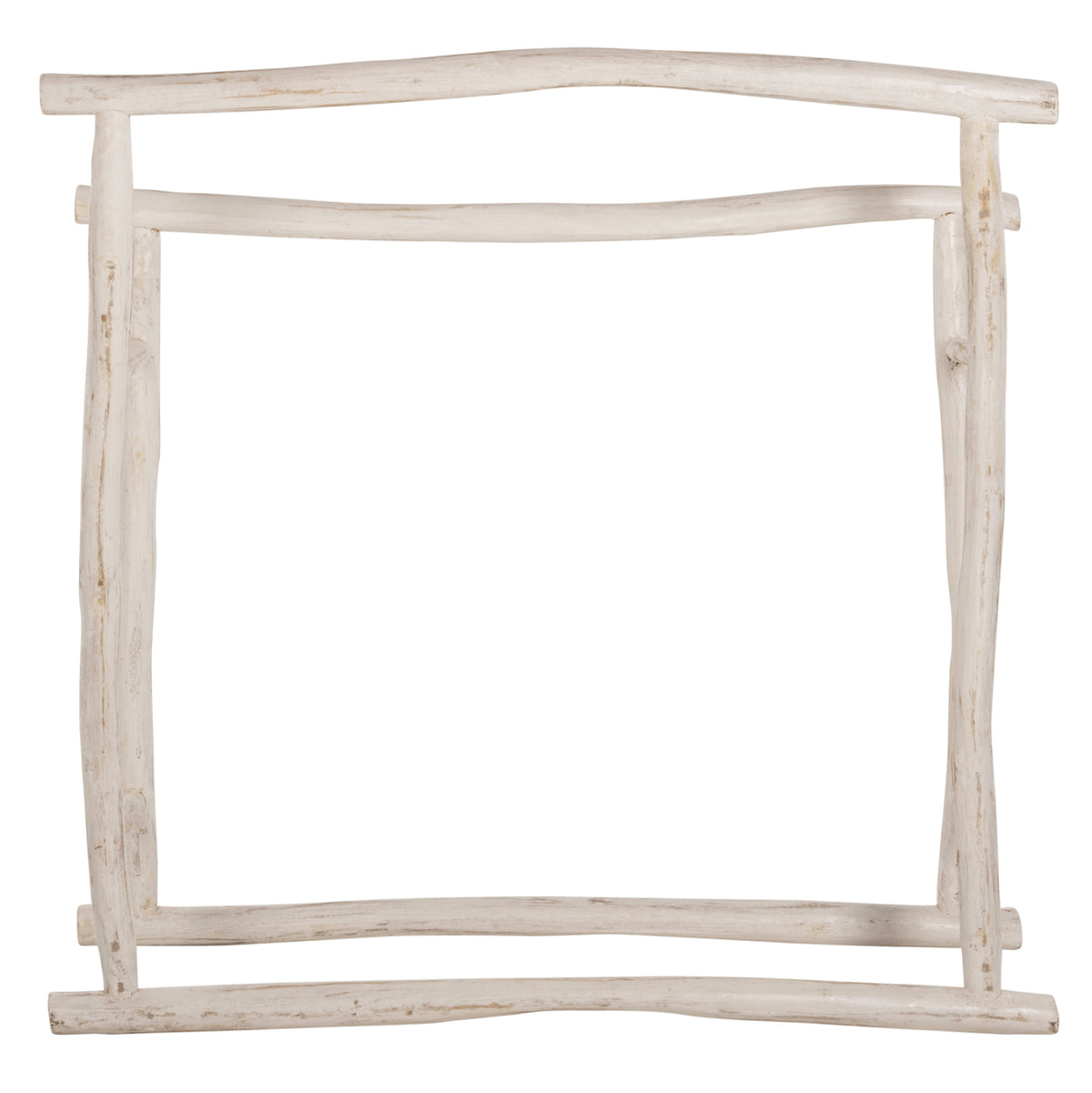 Закачалка за кърпи OREG тикови клони в бял патинен цвят 90x28x77-91Hcm.