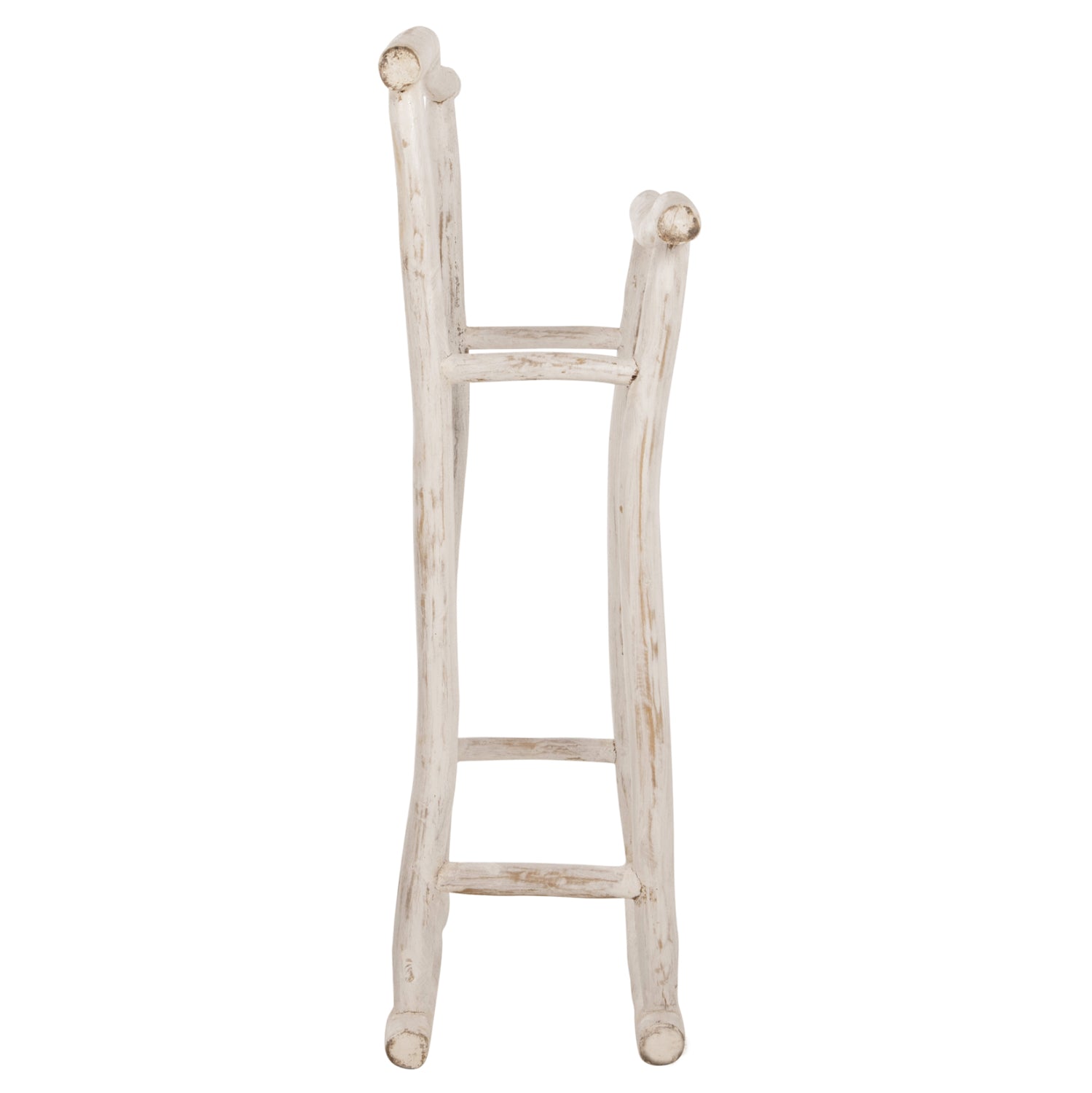 Закачалка за кърпи OREG тикови клони в бял патинен цвят 90x28x77-91Hcm.