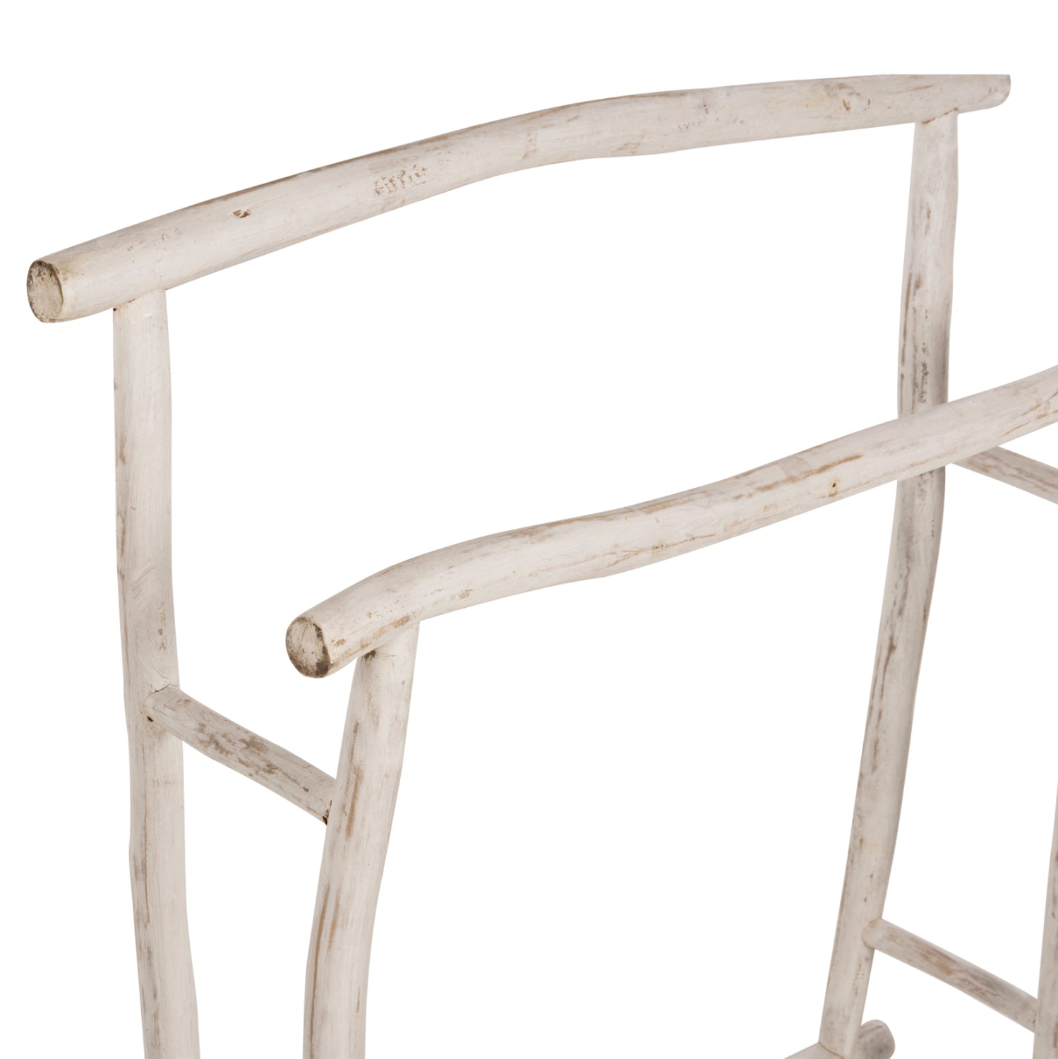 Закачалка за кърпи OREG тикови клони в бял патинен цвят 90x28x77-91Hcm.
