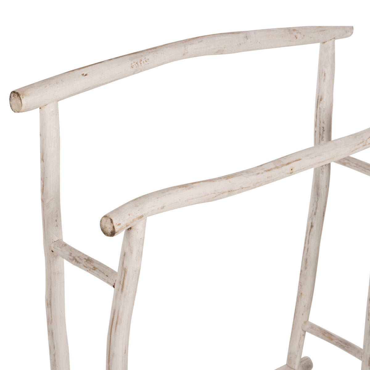 Закачалка за кърпи OREG тикови клони в бял патинен цвят 90x28x77-91Hcm.