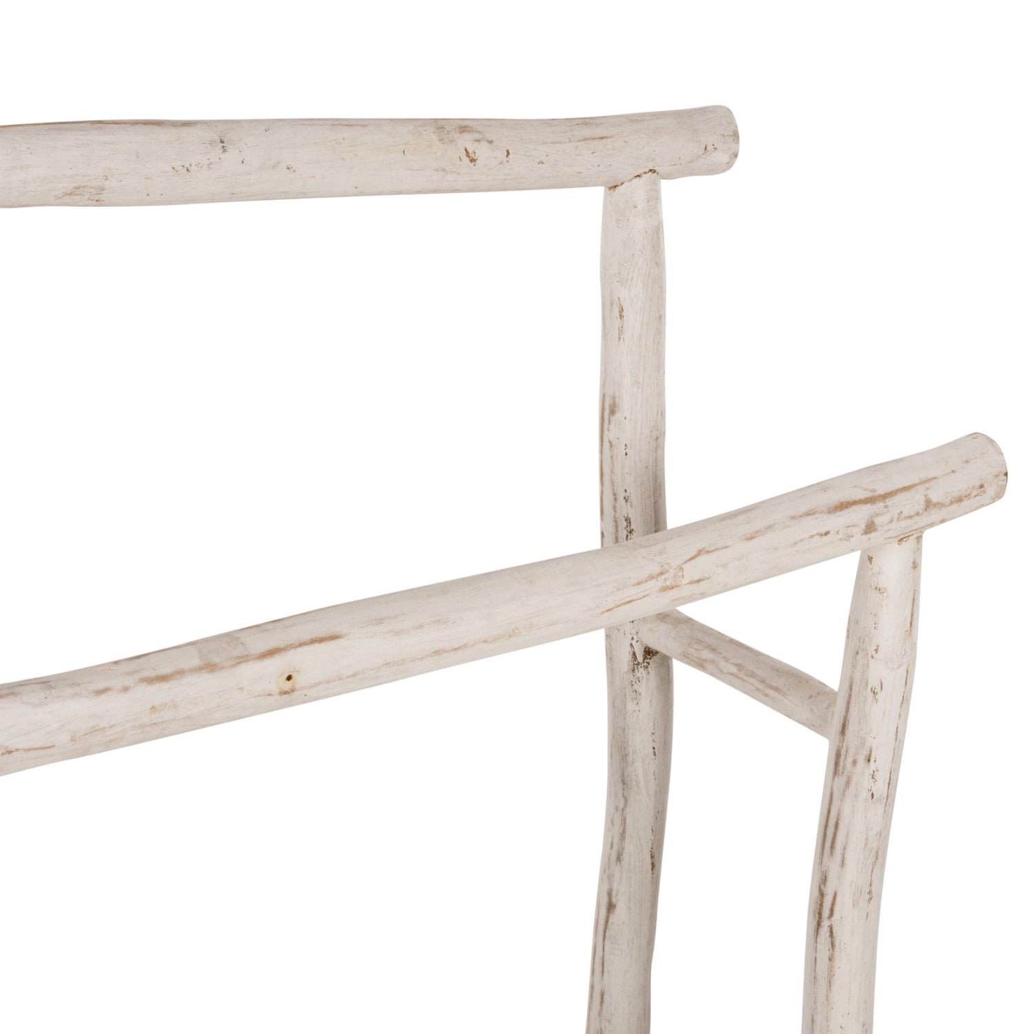 Закачалка за кърпи OREG тикови клони в бял патинен цвят 90x28x77-91Hcm.