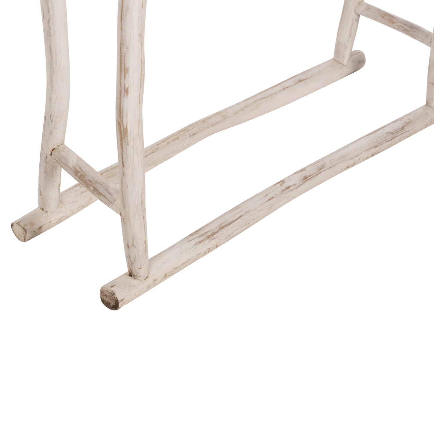 Закачалка за кърпи OREG тикови клони в бял патинен цвят 90x28x77-91Hcm.