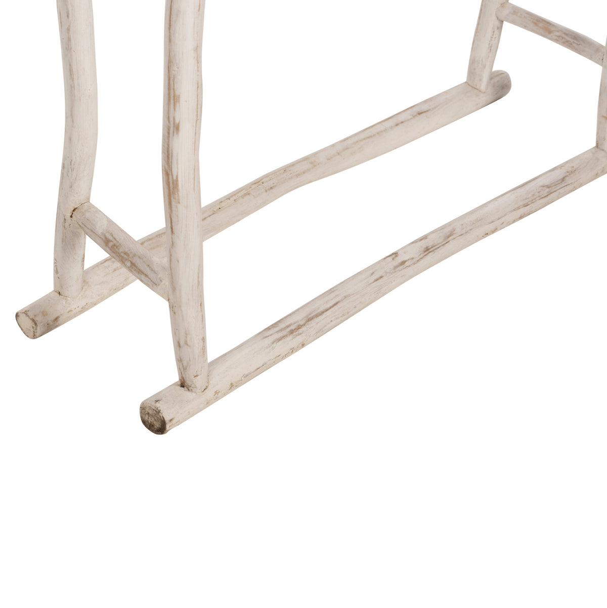 Закачалка за кърпи OREG тикови клони в бял патинен цвят 90x28x77-91Hcm.