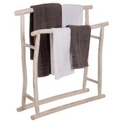 Закачалка за кърпи OREG тикови клони в бял патинен цвят 90x28x77-91Hcm.
