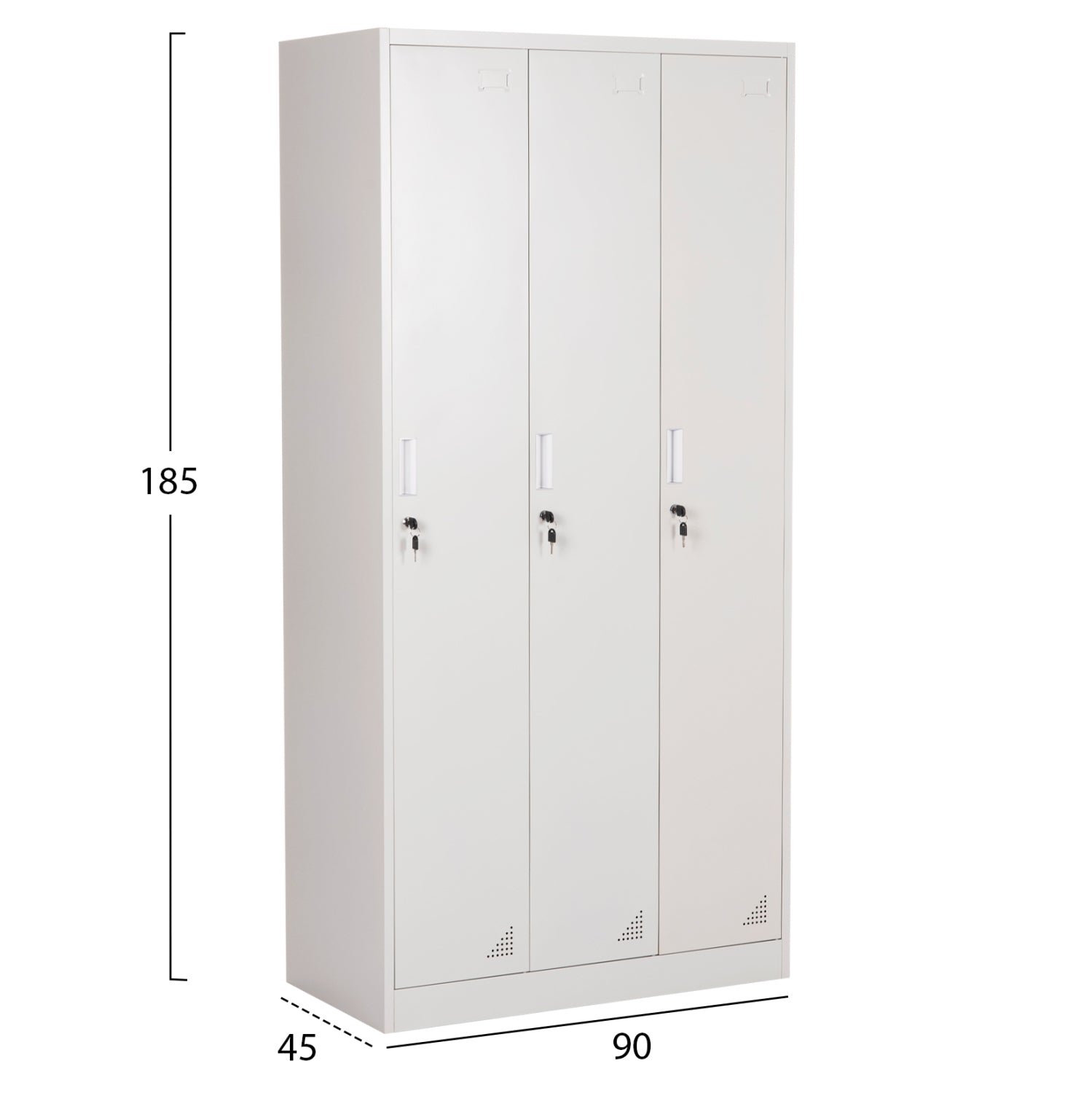 Метален тройно шкаф с ключалки ALTONA сив 90x45x185Hсм.